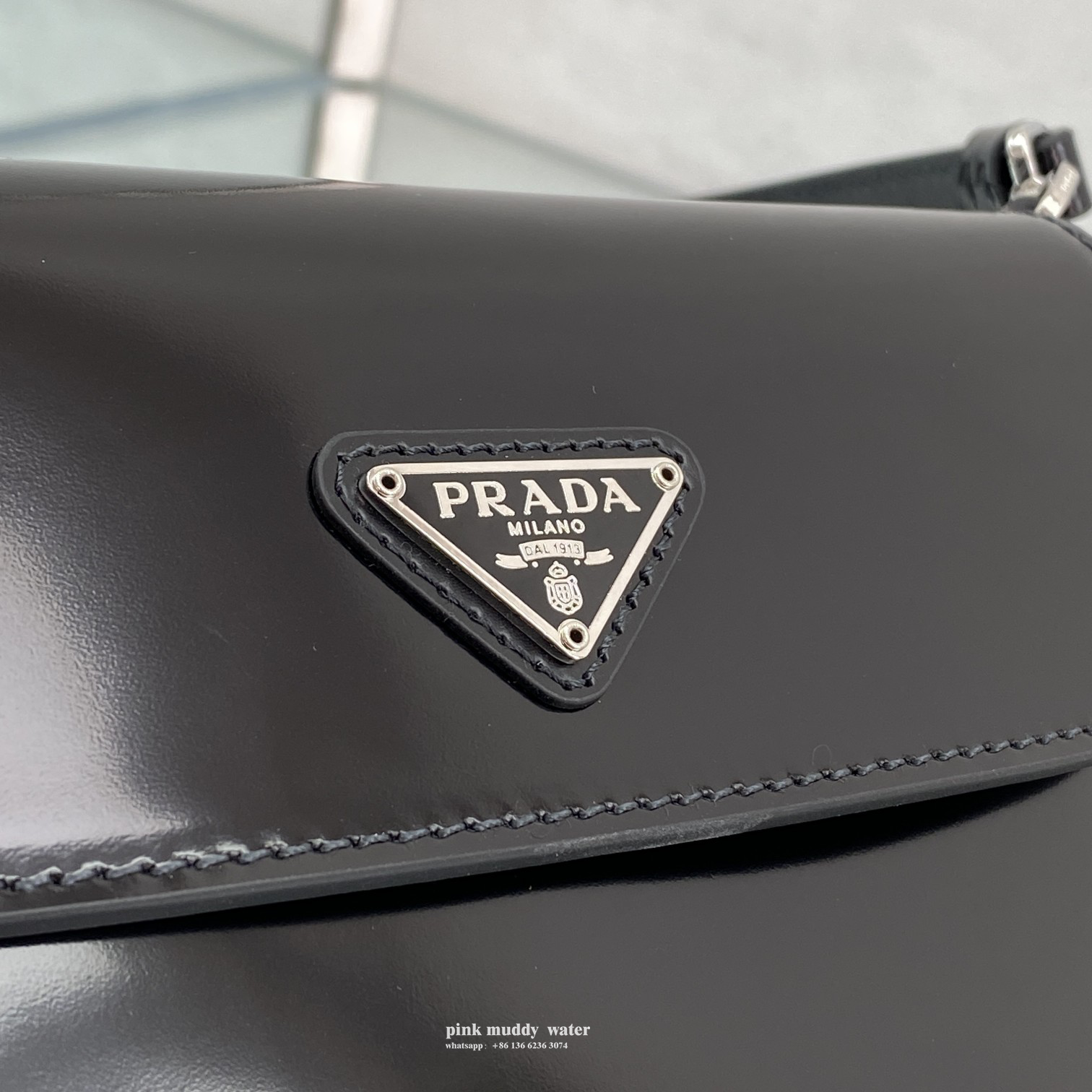 Prada Cleo brushed leather shoulder bag with flap