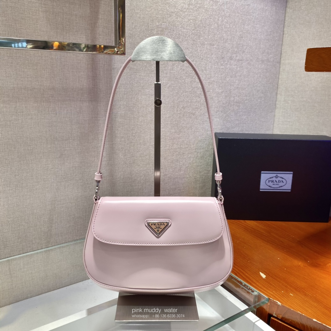 Prada Cleo brushed leather shoulder bag with flap