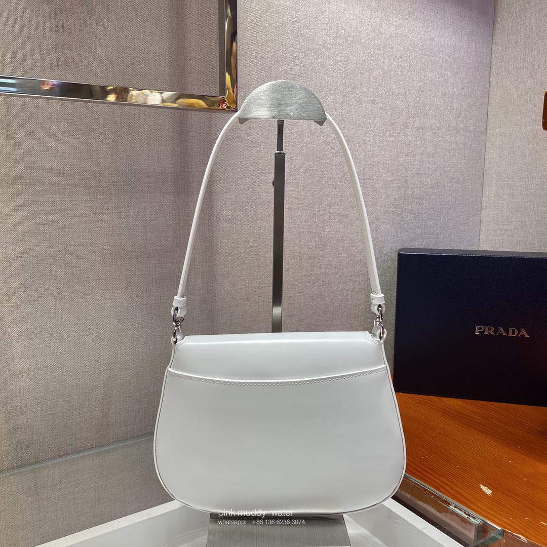 Prada Cleo brushed leather shoulder bag with flap