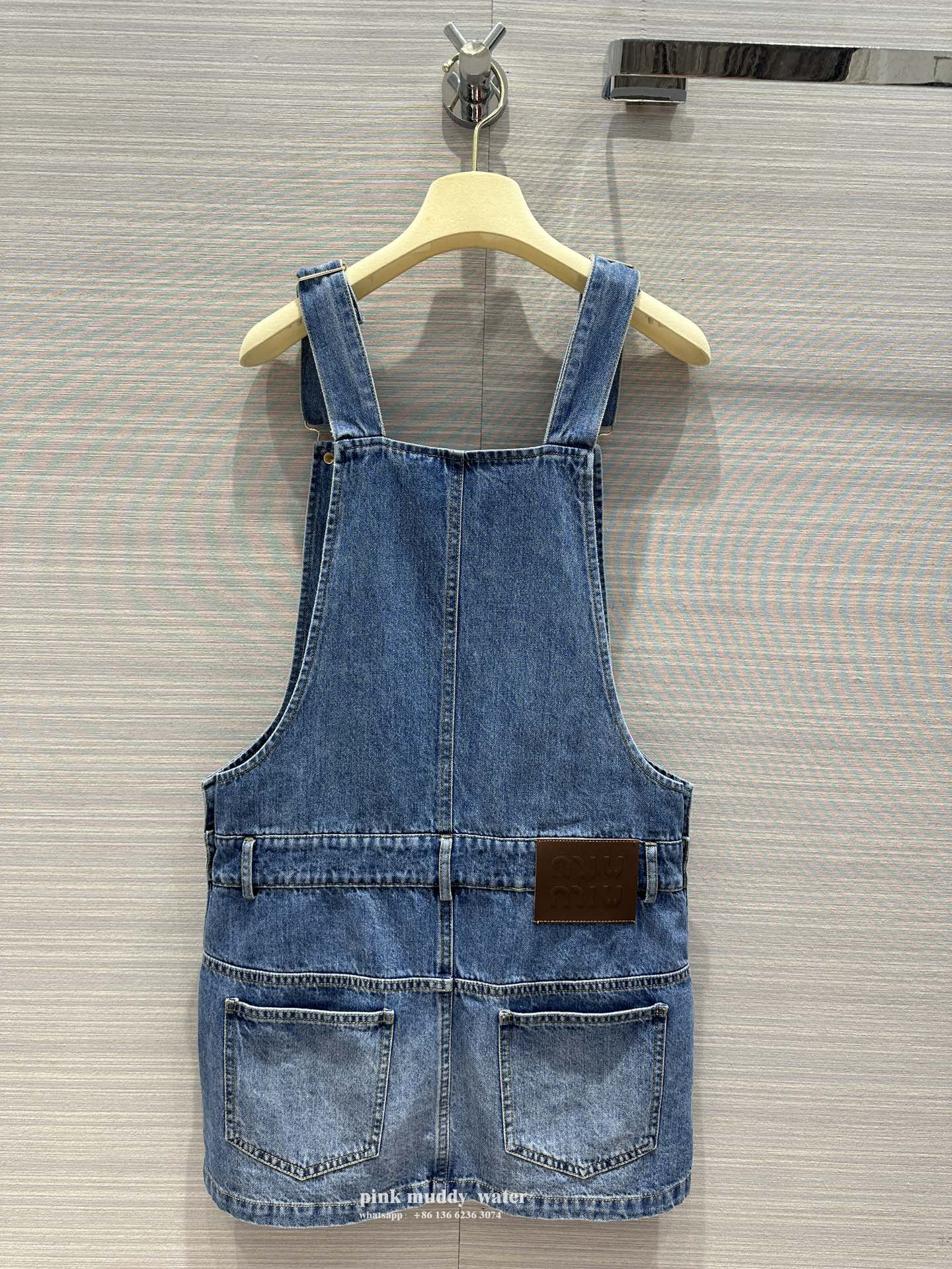 Denim suspender jumpsuit mini skirt