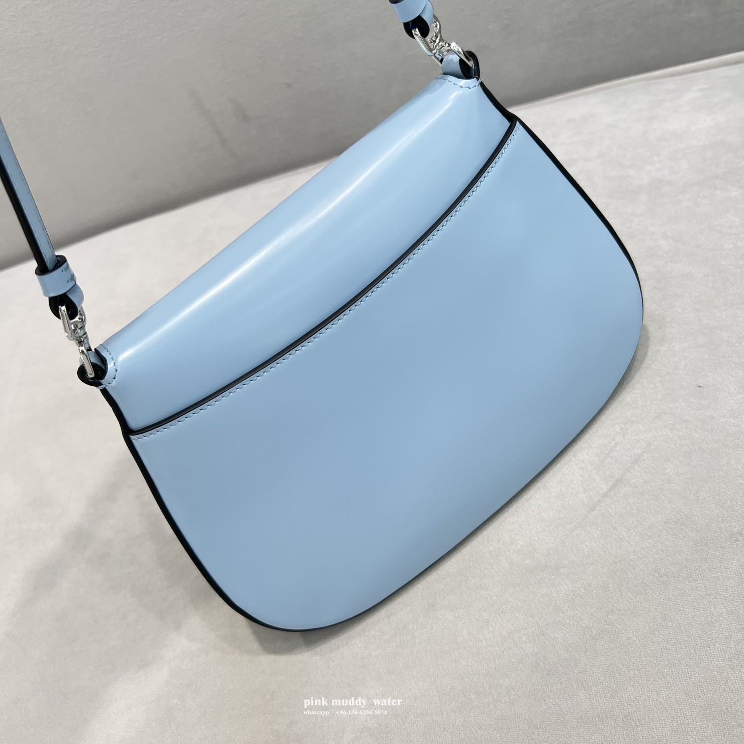 Prada Cleo brushed leather shoulder bag with flap