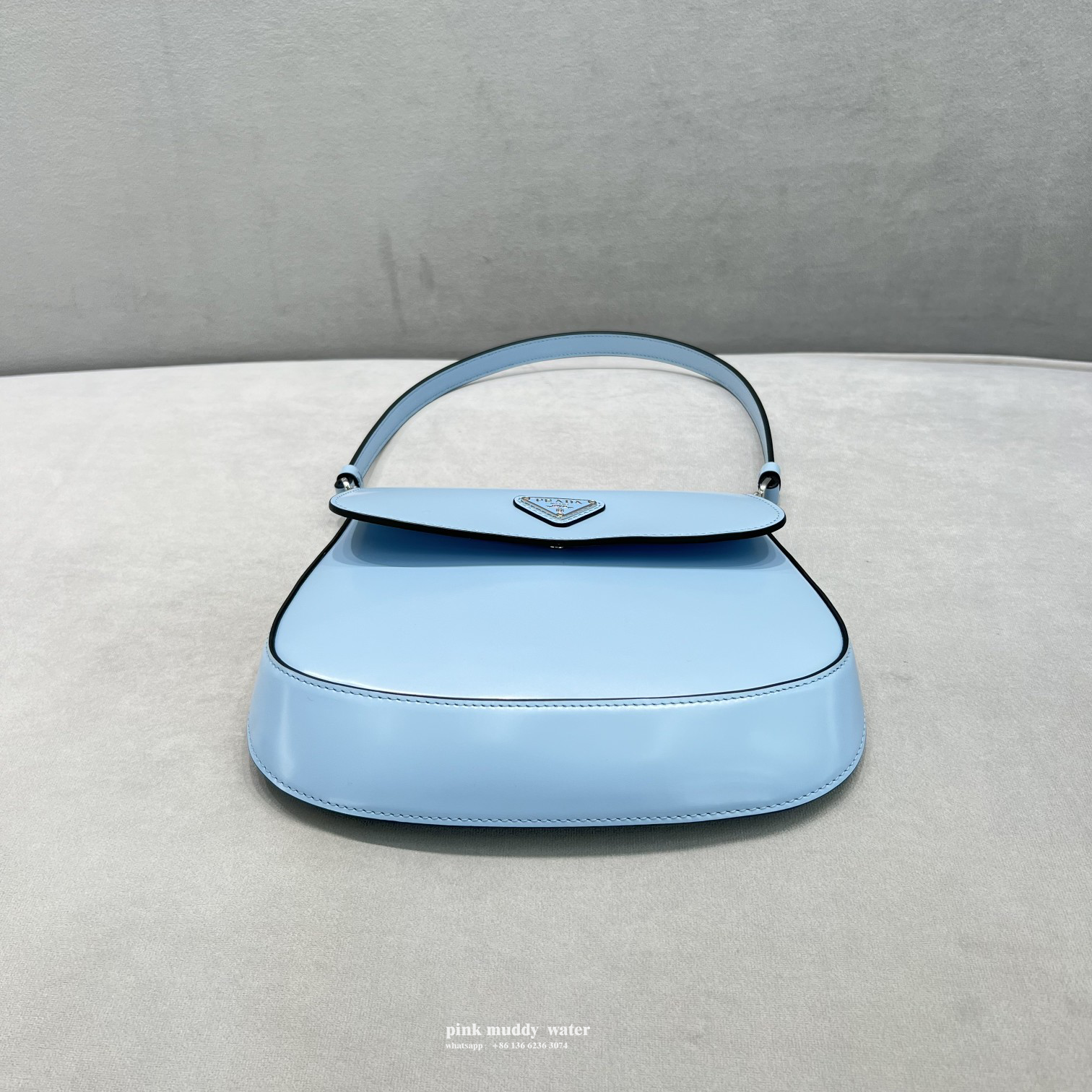 Prada Cleo brushed leather shoulder bag with flap