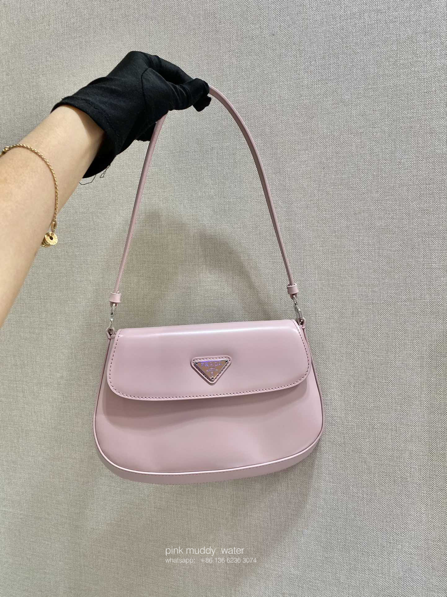Prada Cleo brushed leather shoulder bag with flap