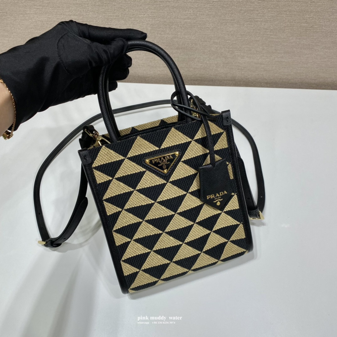 Prada Symbole embroidered fabric mini bag
