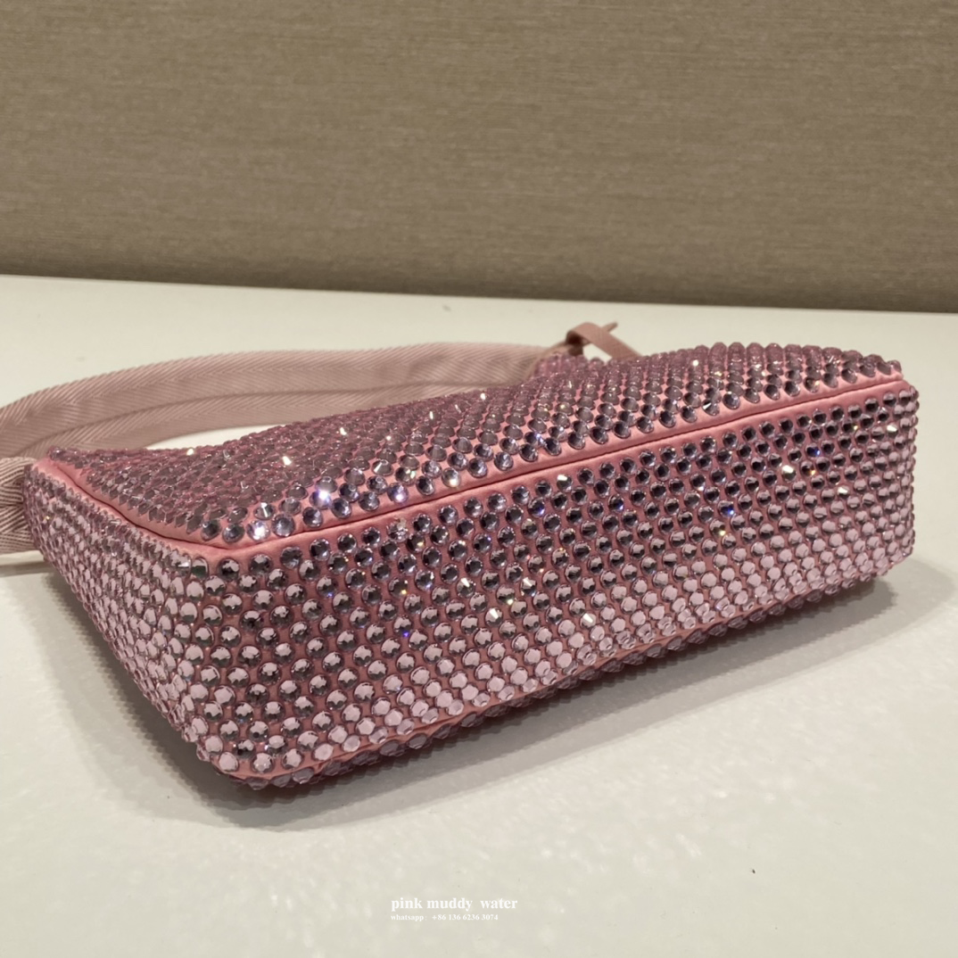 Satin mini-bag with crystals