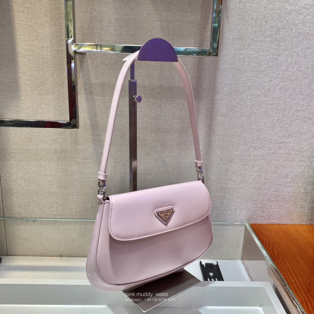 Prada Cleo brushed leather shoulder bag with flap