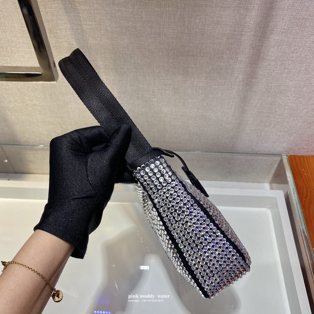 Satin mini-bag with crystals