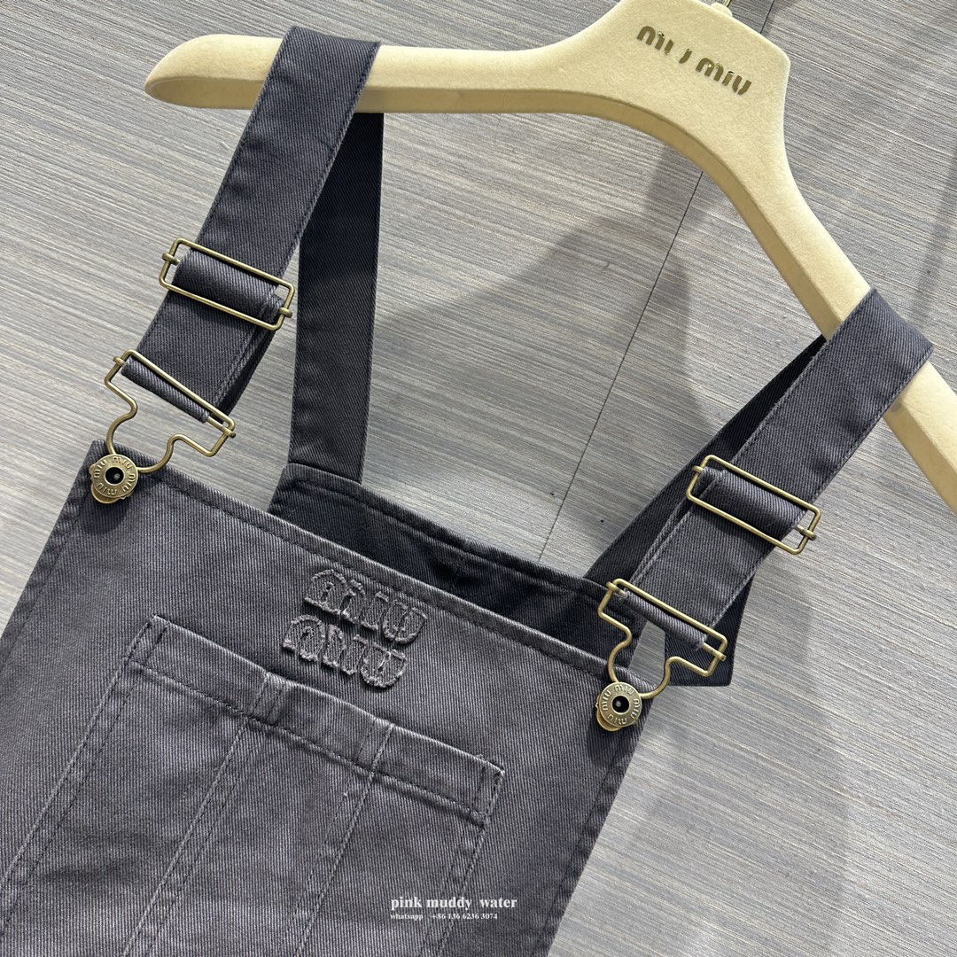 Denim suspender jumpsuit mini skirt