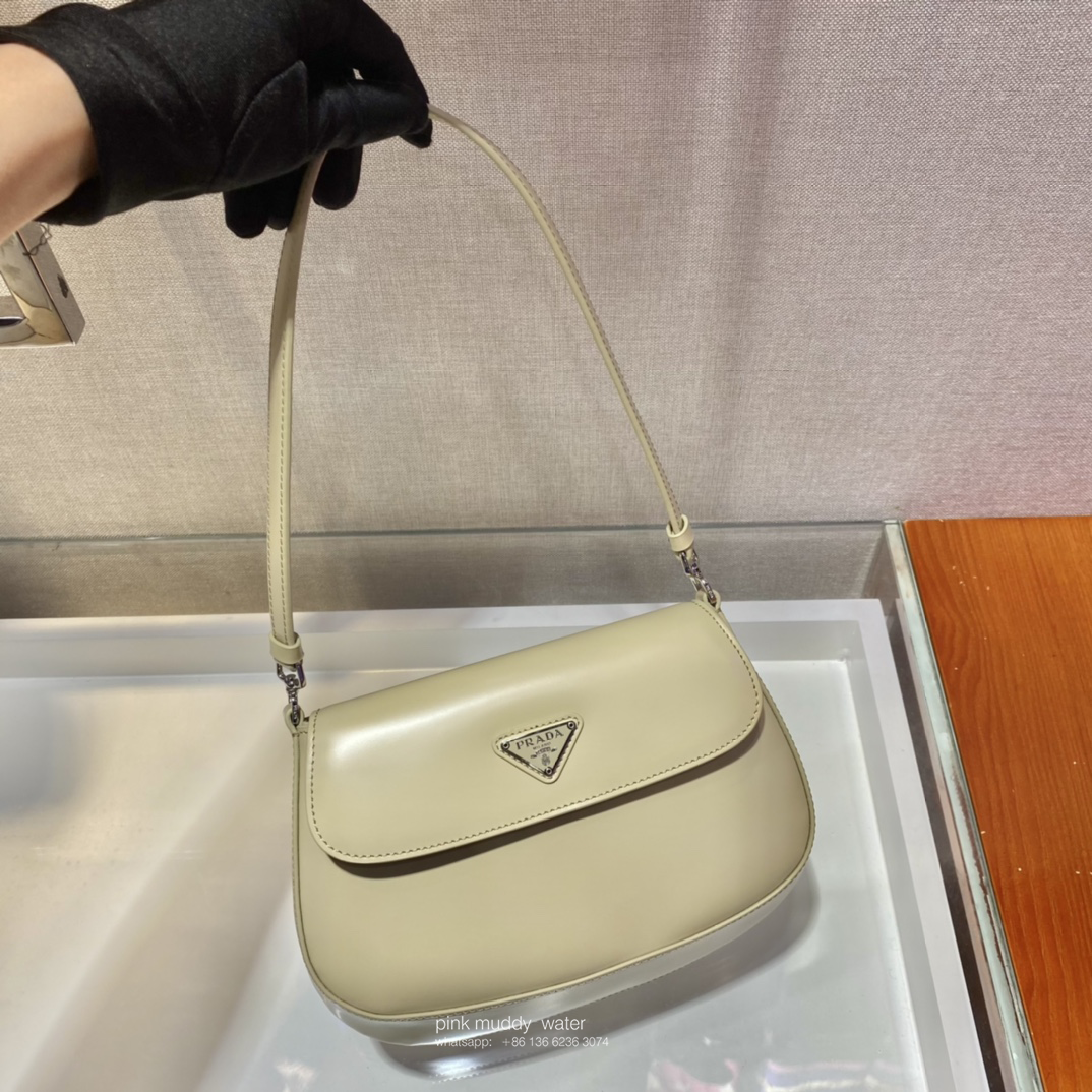 Prada Cleo brushed leather shoulder bag with flap