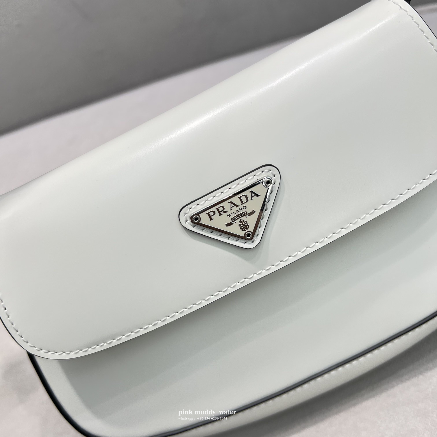 Prada Cleo brushed leather shoulder bag with flap