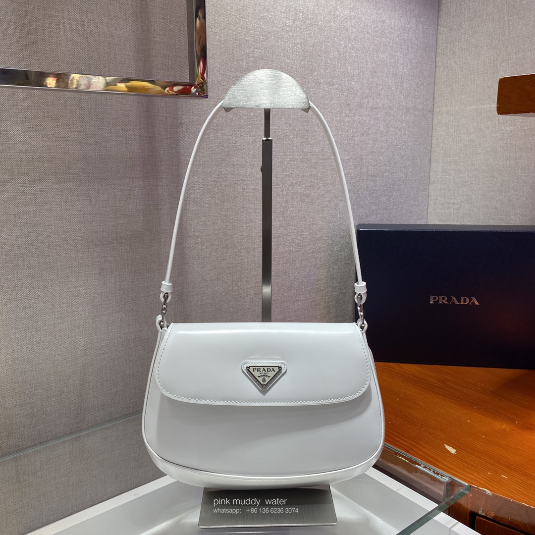 Prada Cleo brushed leather shoulder bag with flap