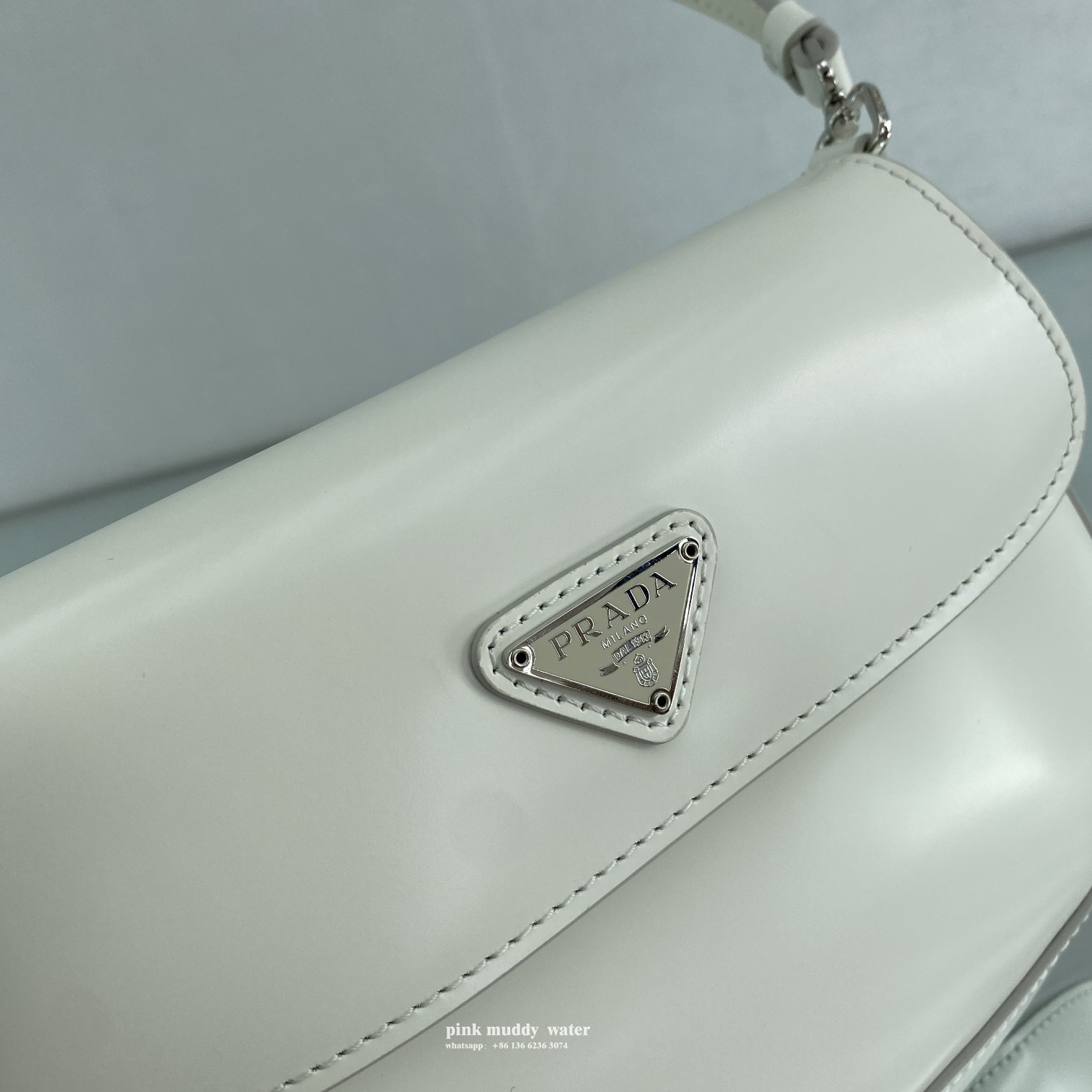 Prada Cleo brushed leather shoulder bag with flap