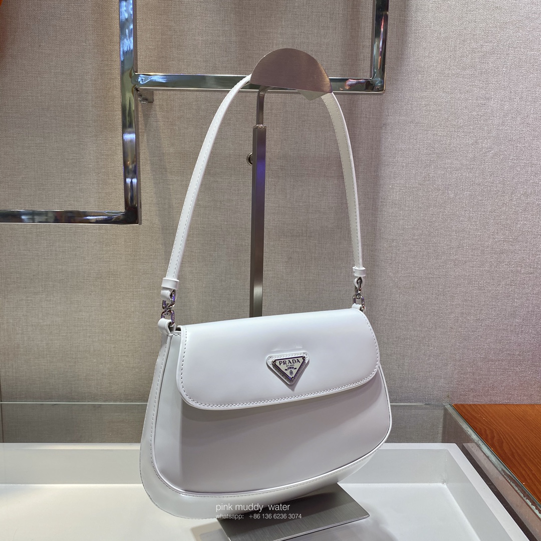 Prada Cleo brushed leather shoulder bag with flap