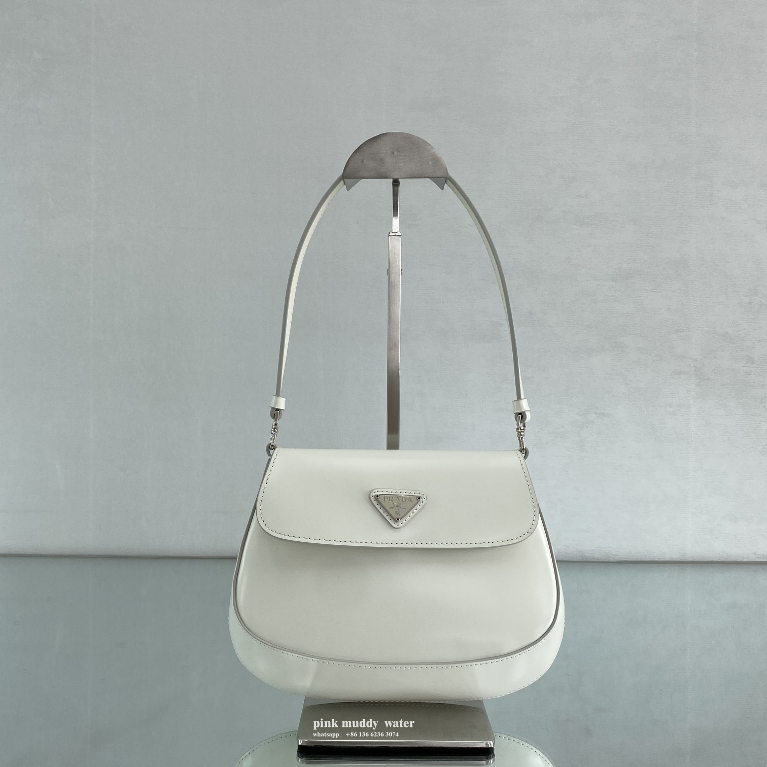 Prada Cleo brushed leather shoulder bag with flap