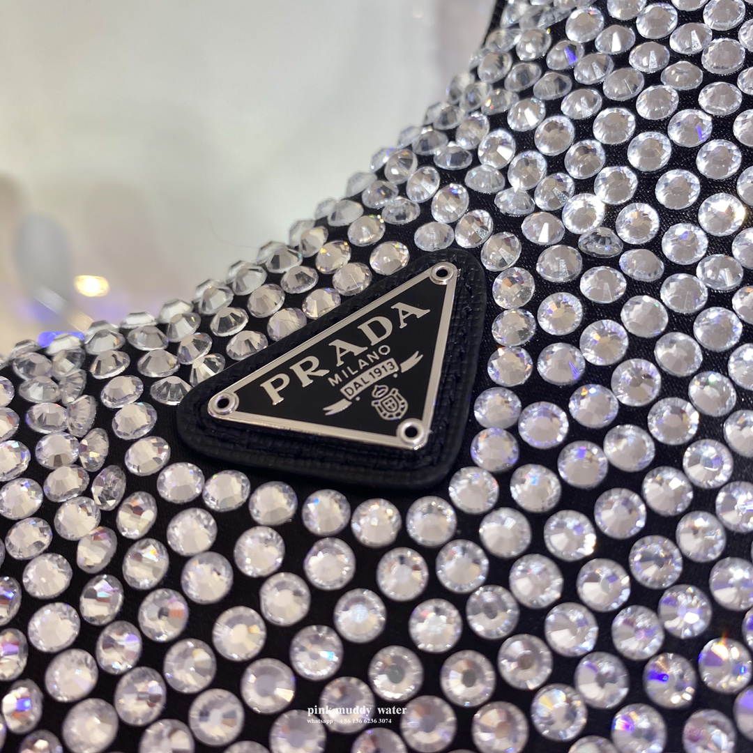 Satin mini-bag with crystals