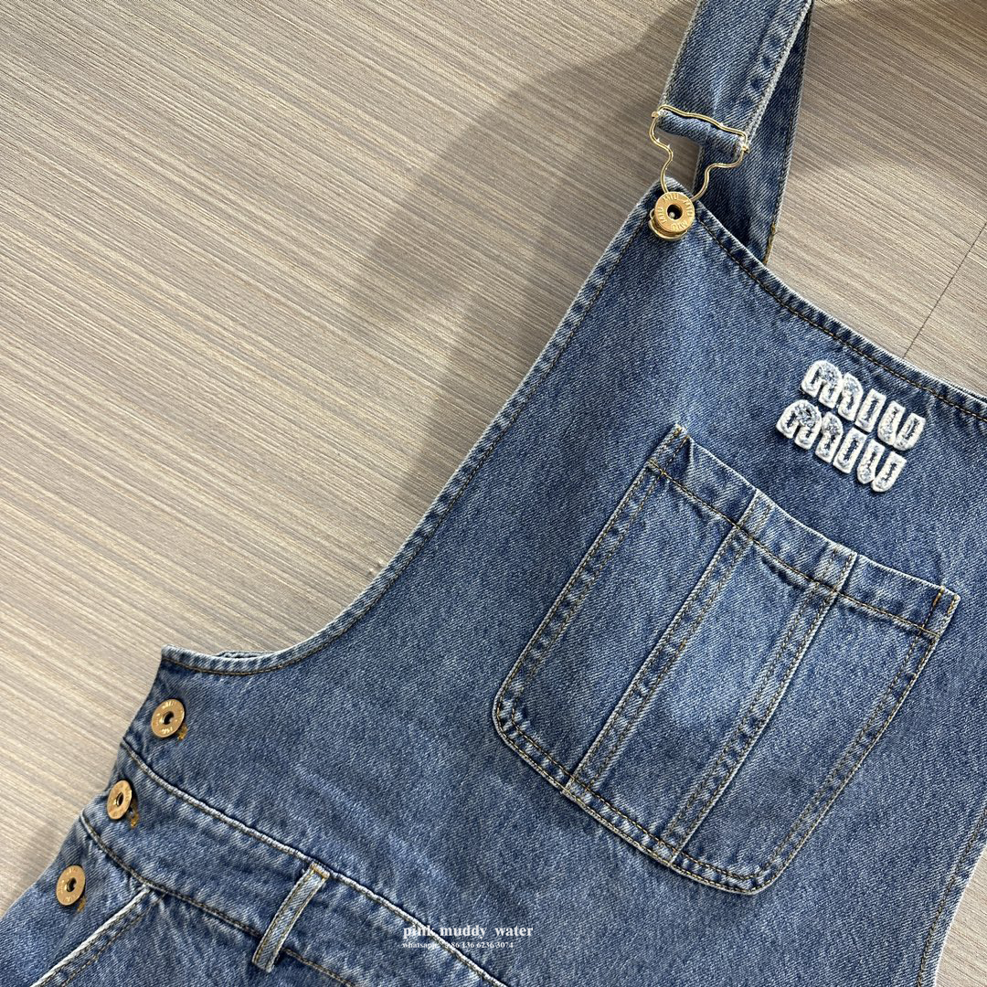 Denim suspender jumpsuit mini skirt