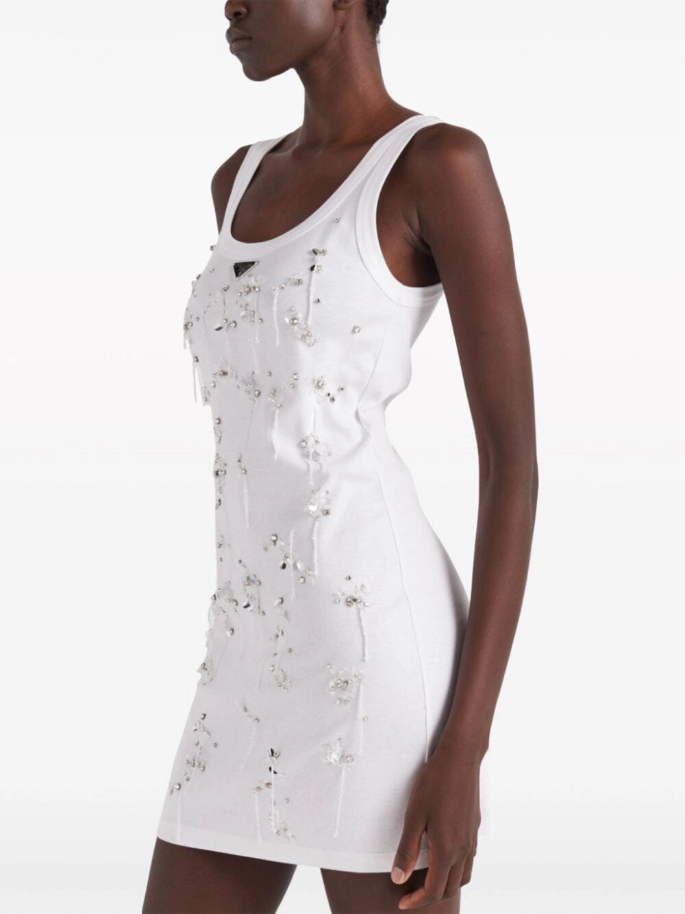 Ribbed knit jersey top with embroidery