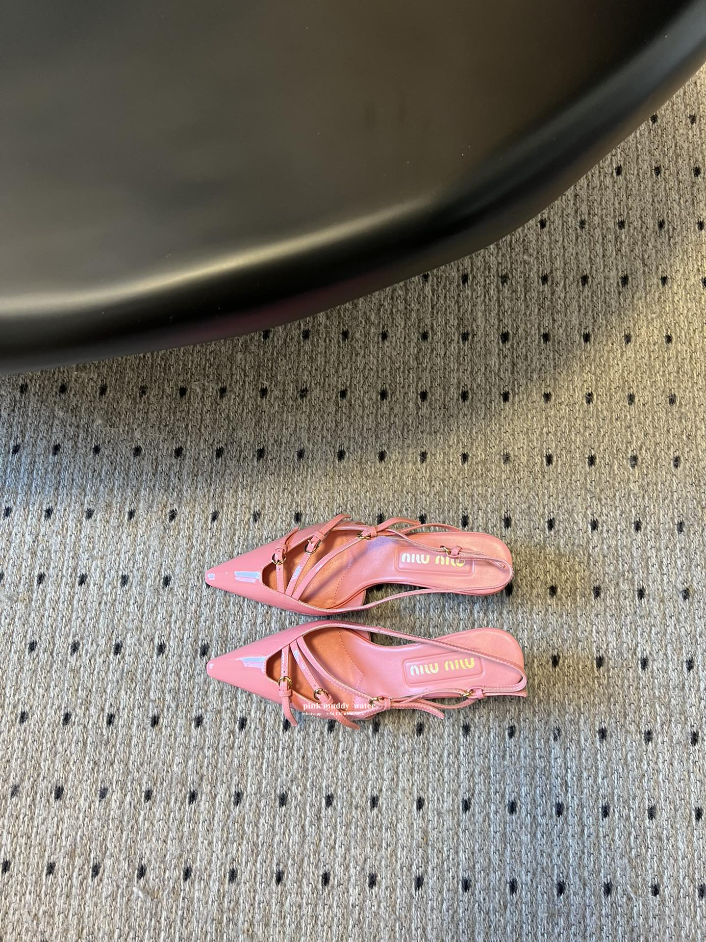 Brushed leather buckle slingback pumps