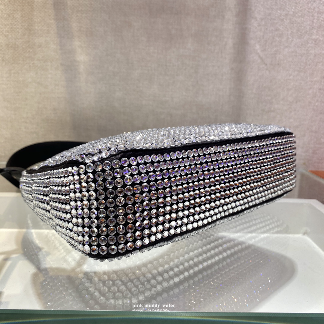Satin mini-bag with crystals