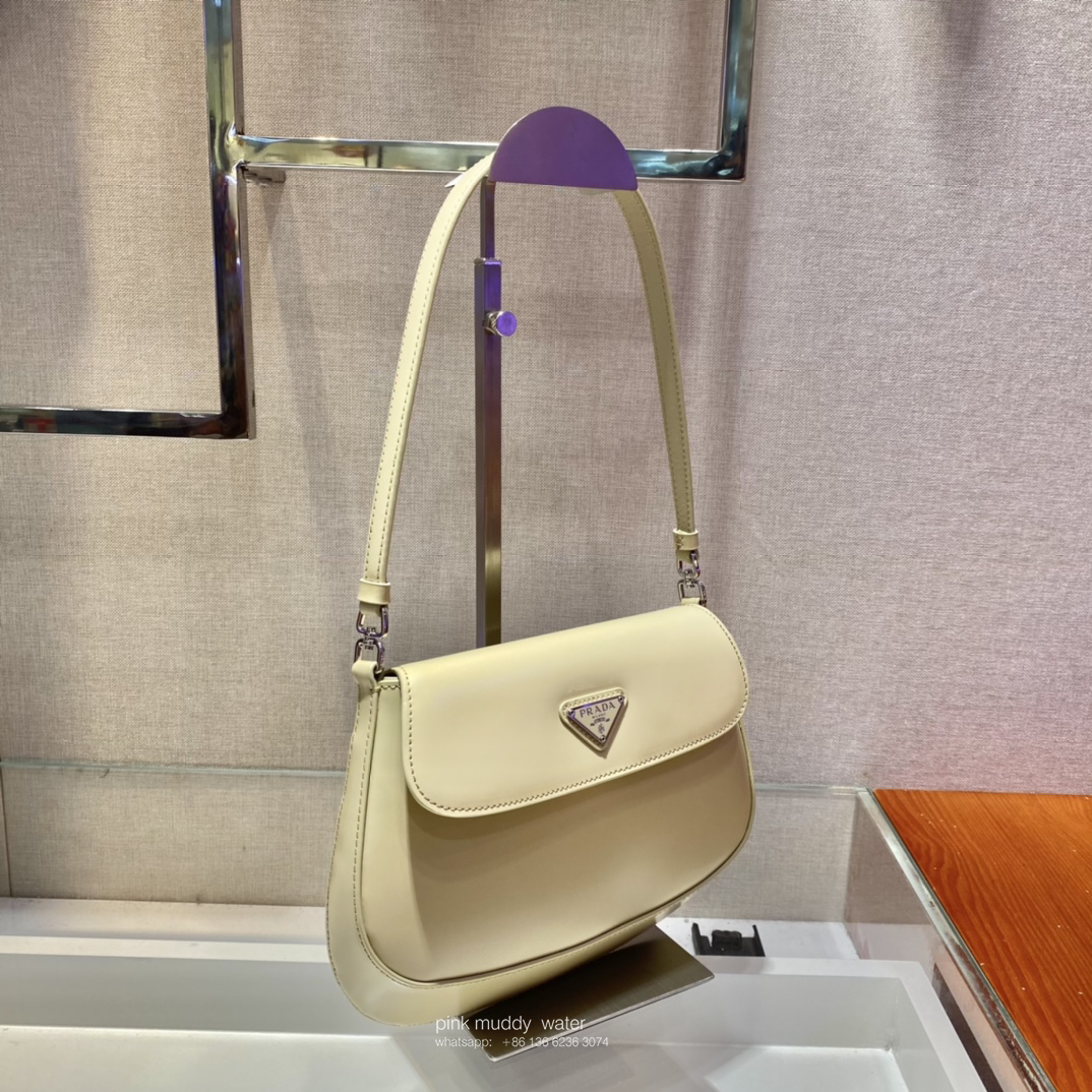 Prada Cleo brushed leather shoulder bag with flap