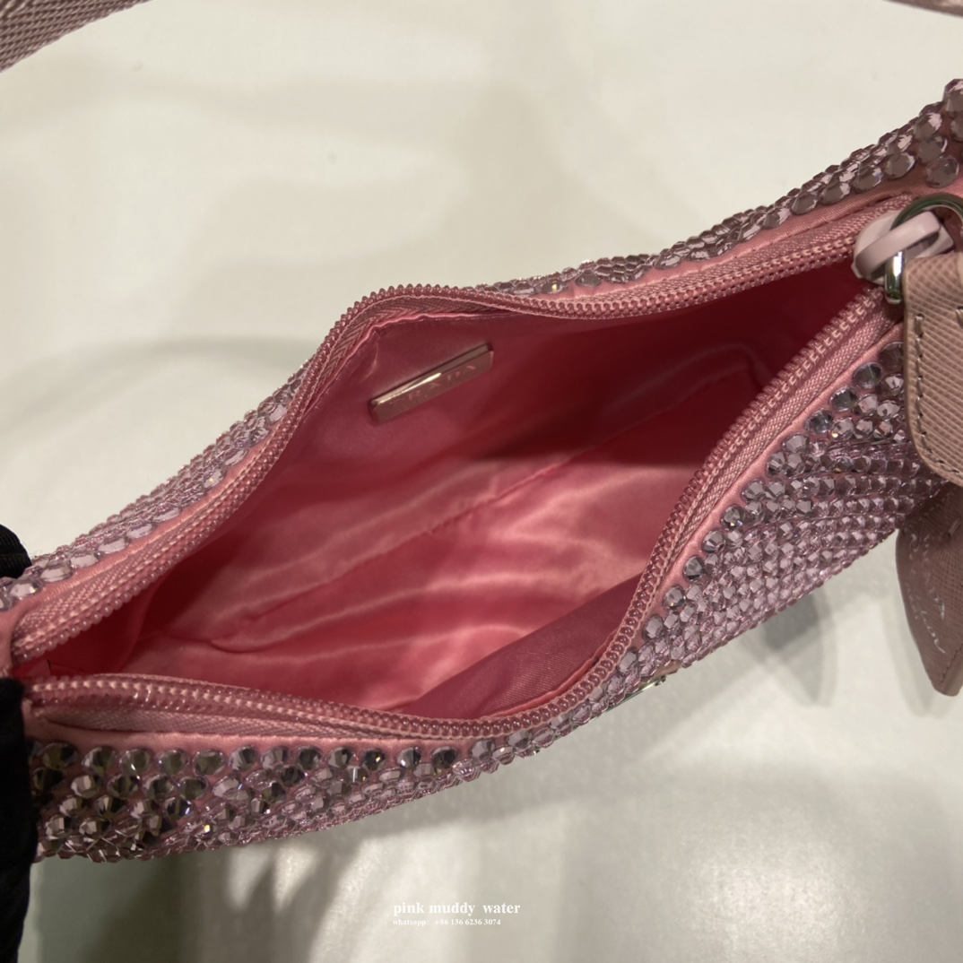 Satin mini-bag with crystals