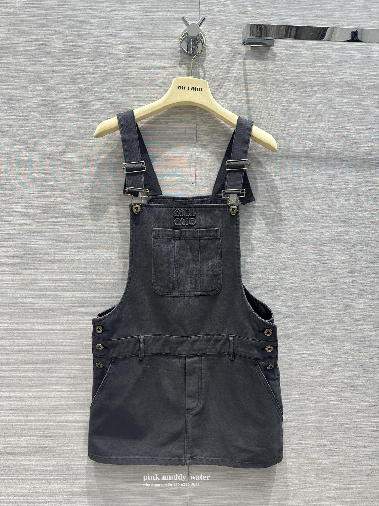 Denim suspender jumpsuit mini skirt