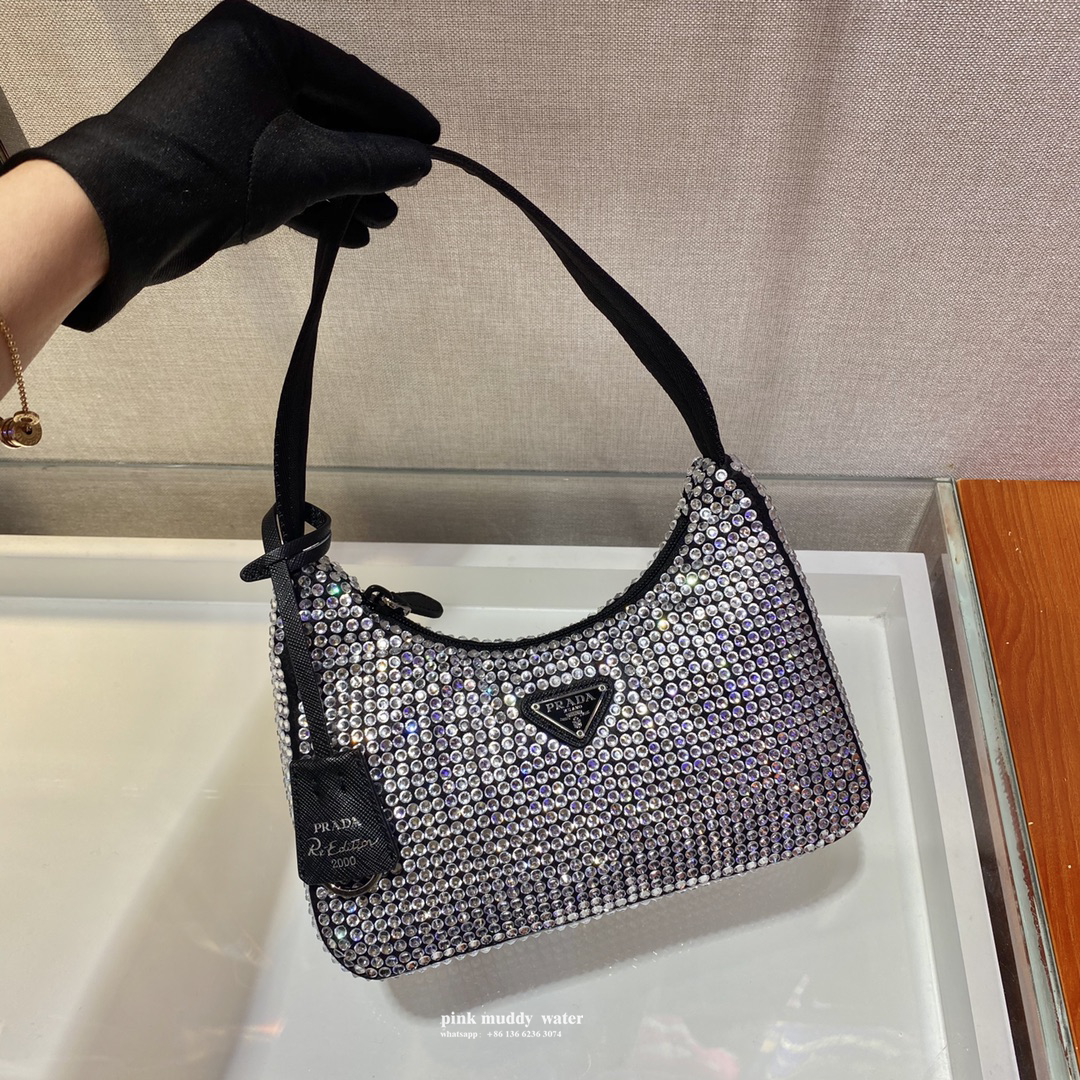 Satin mini-bag with crystals