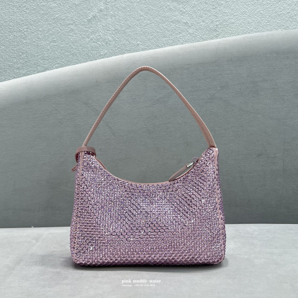 Satin mini-bag with crystals