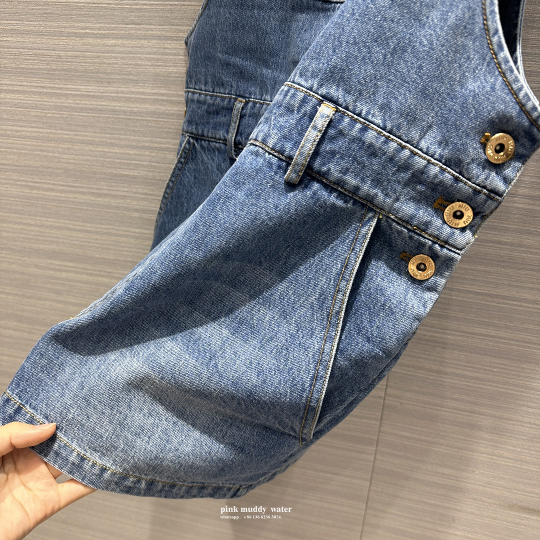 Denim suspender jumpsuit mini skirt