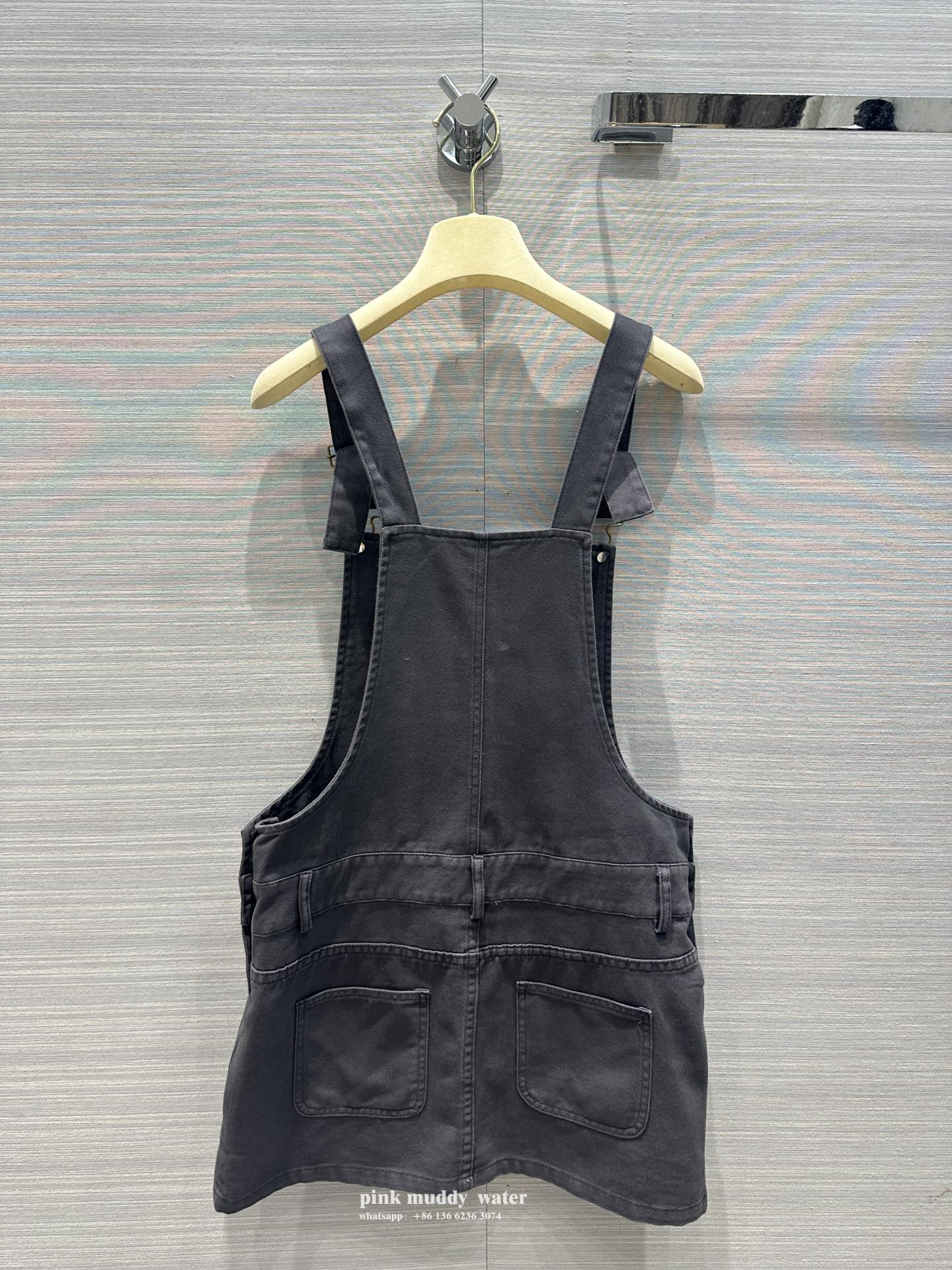 Denim suspender jumpsuit mini skirt