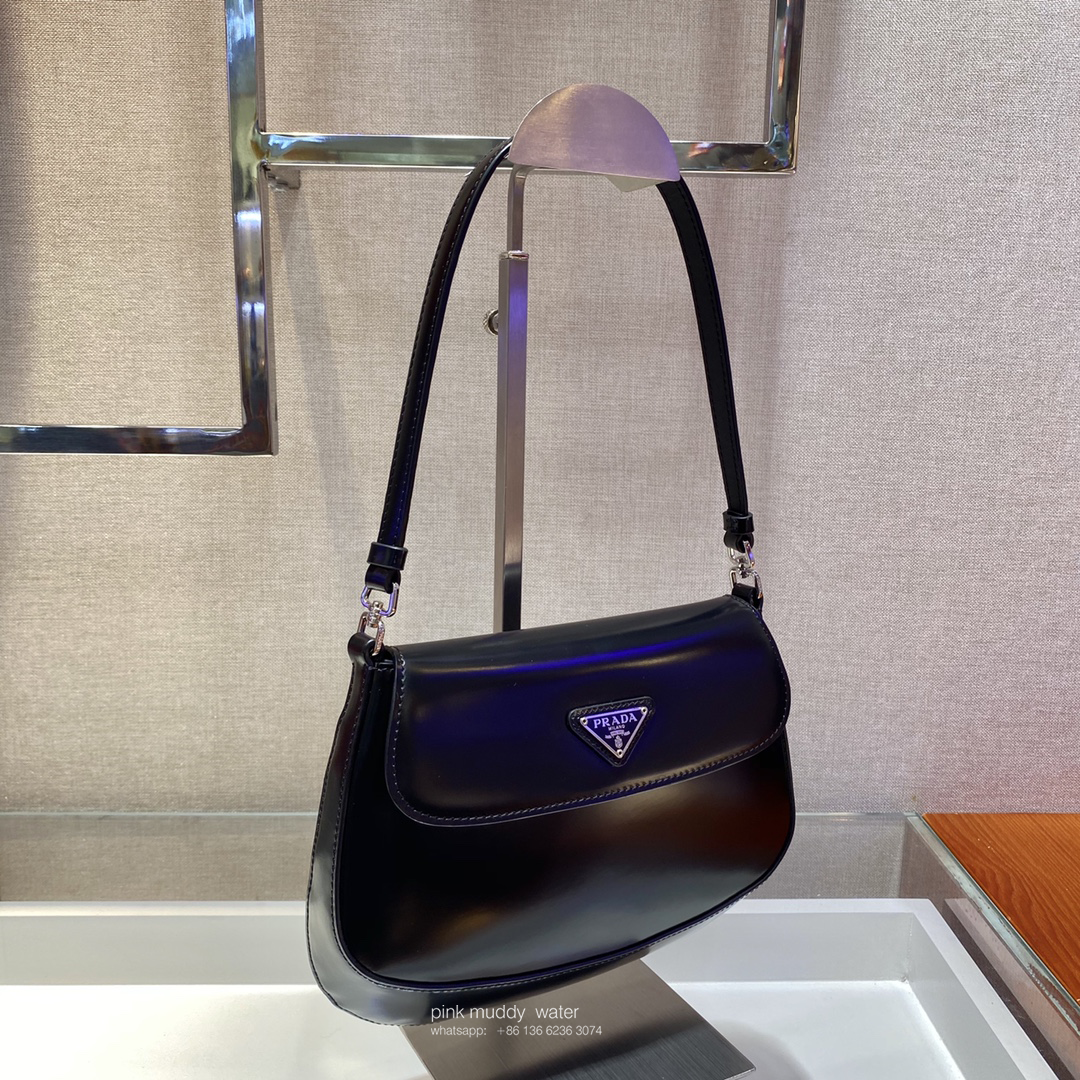 Prada Cleo brushed leather shoulder bag with flap