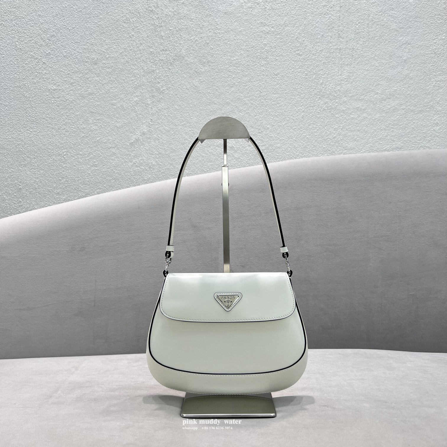 Prada Cleo brushed leather shoulder bag with flap