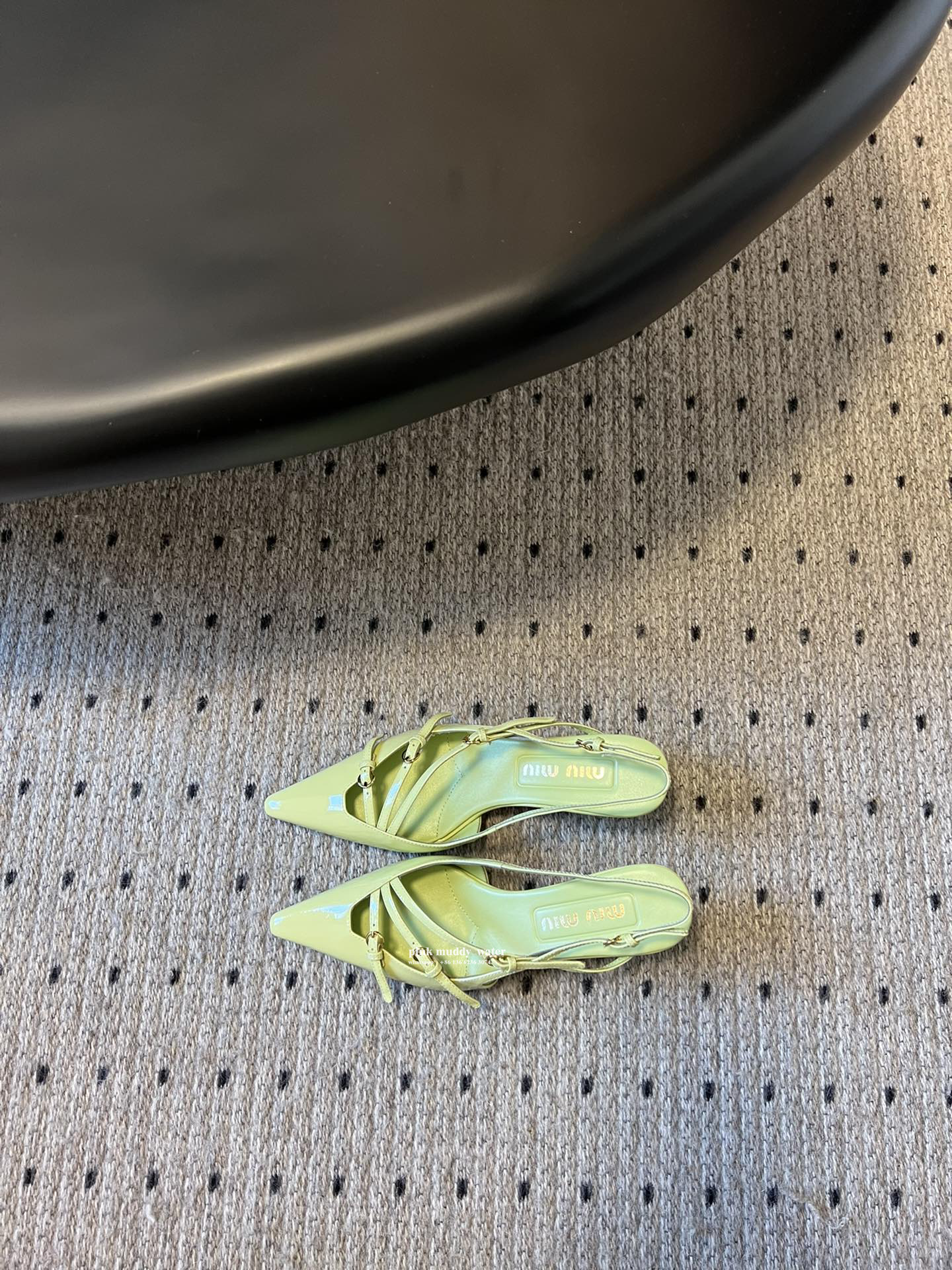 Brushed leather buckle slingback pumps