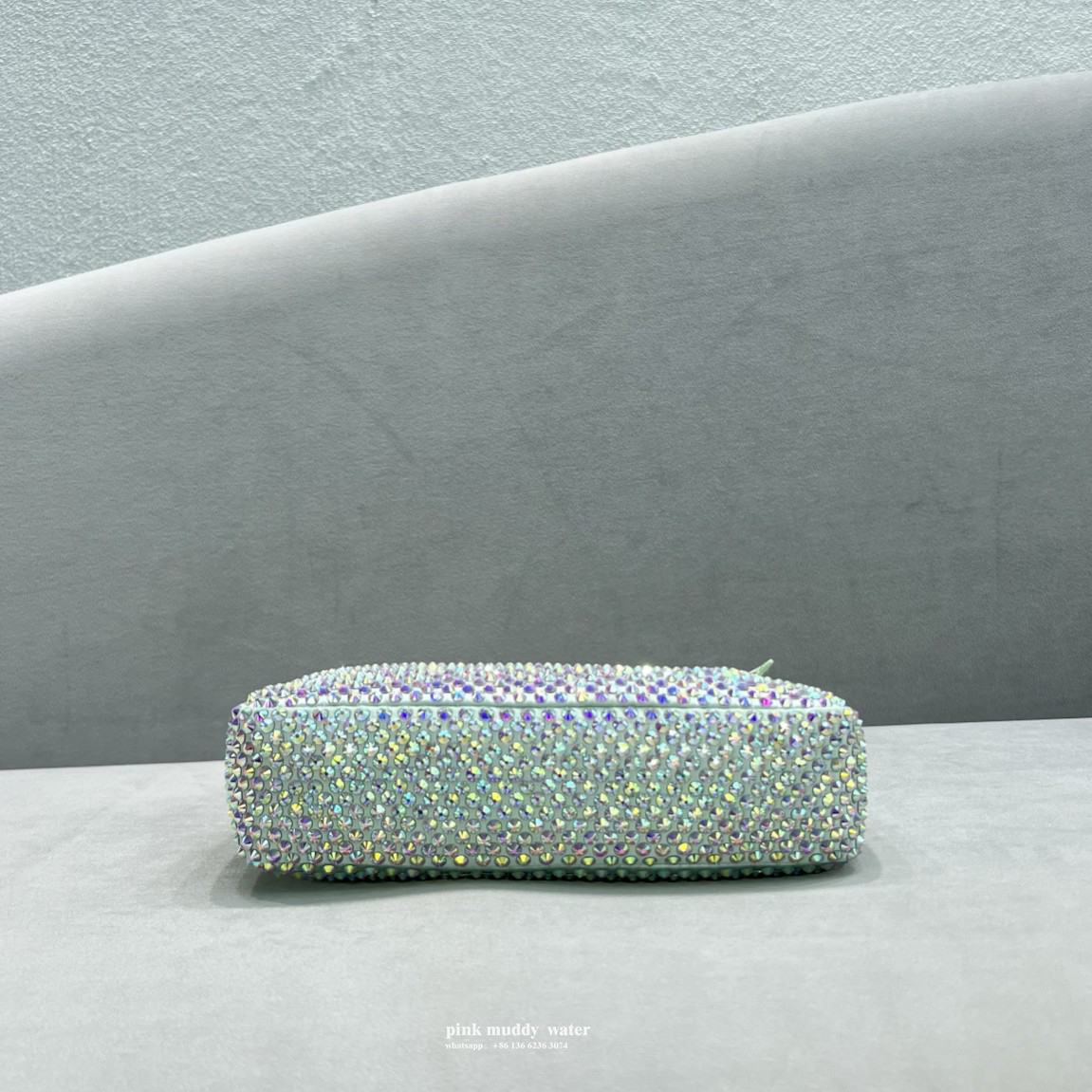 Satin mini-bag with crystals