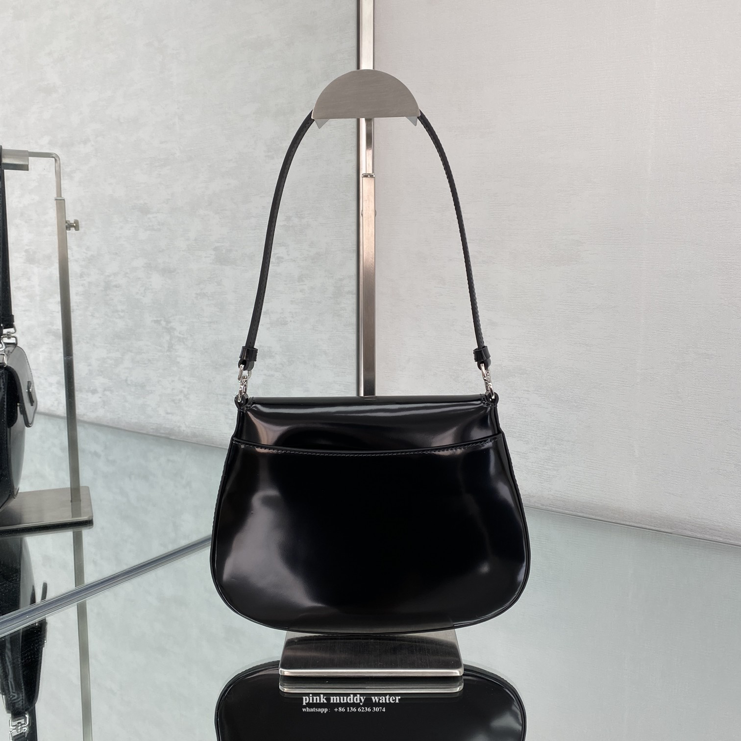 Prada Cleo brushed leather shoulder bag with flap