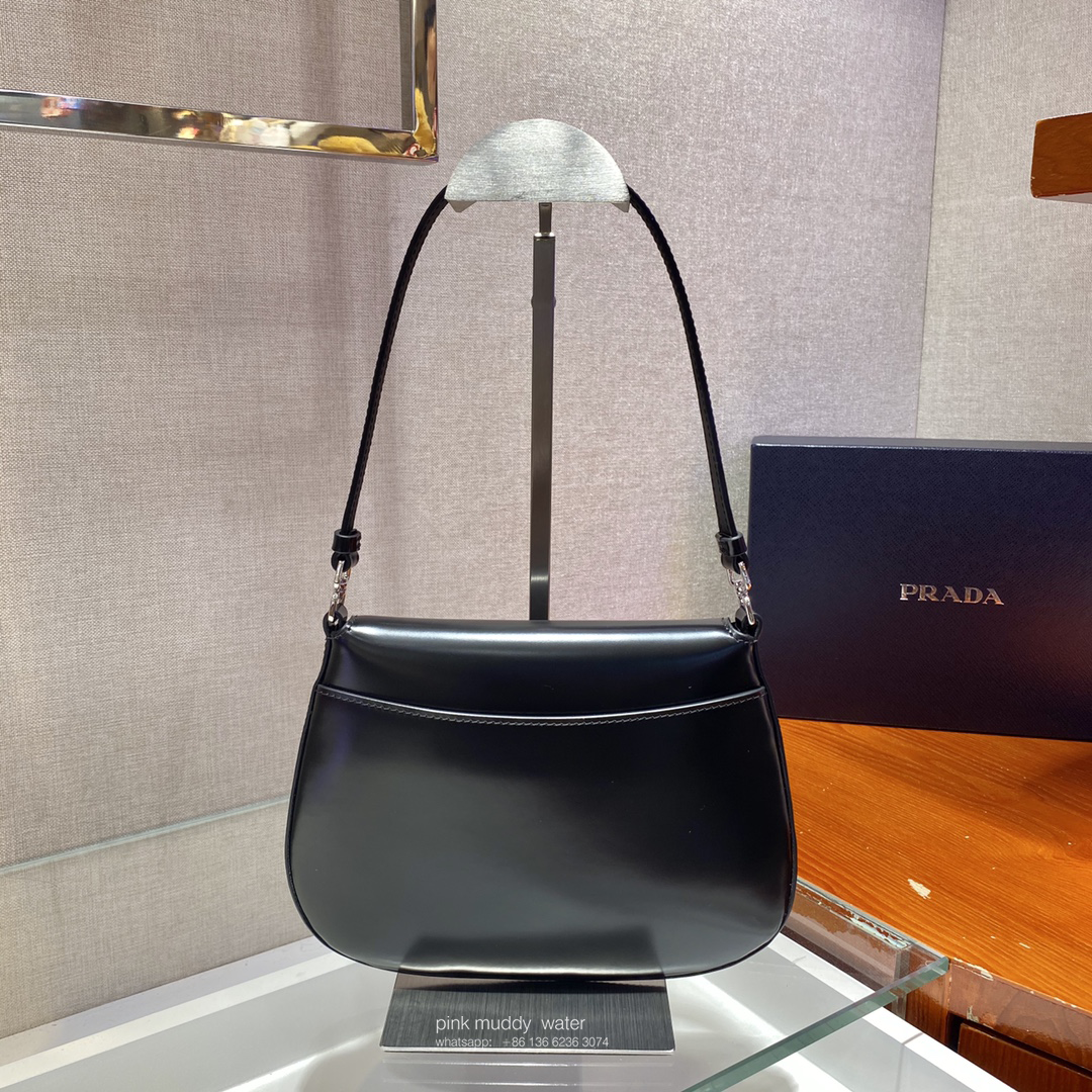 Prada Cleo brushed leather shoulder bag with flap