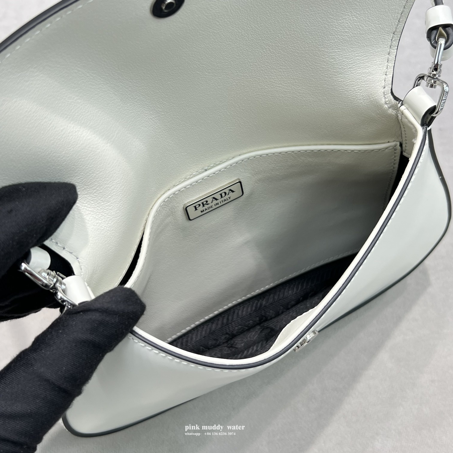 Prada Cleo brushed leather shoulder bag with flap