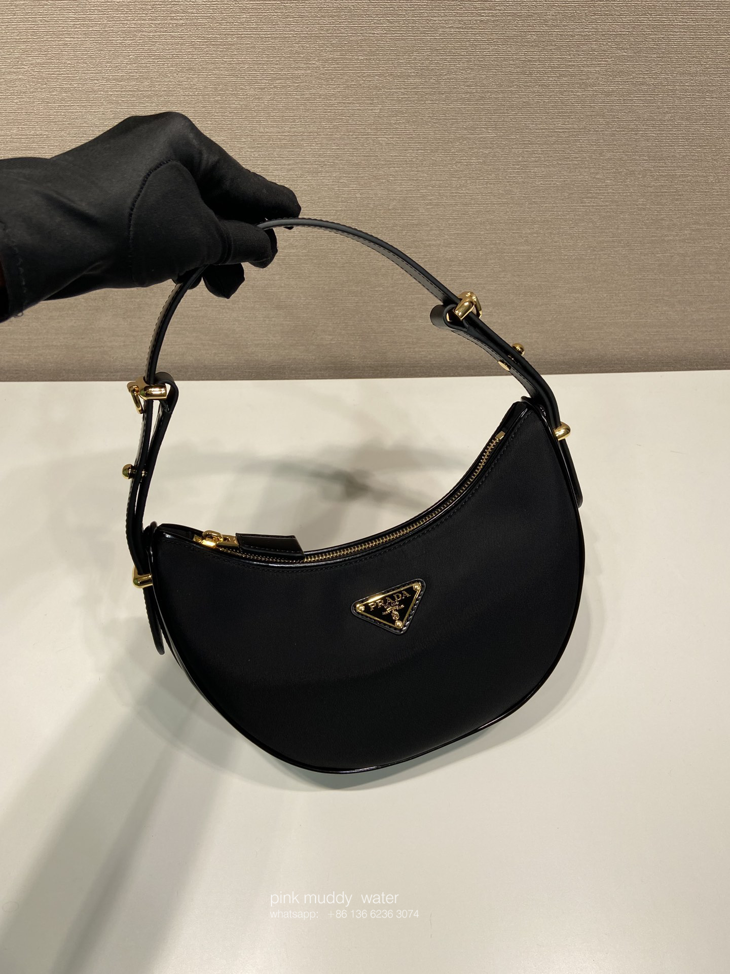 Prada Arqué Re-Nylon and brushed leather mini shoulder bag