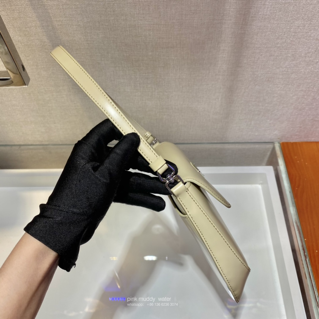 Prada Cleo brushed leather shoulder bag with flap