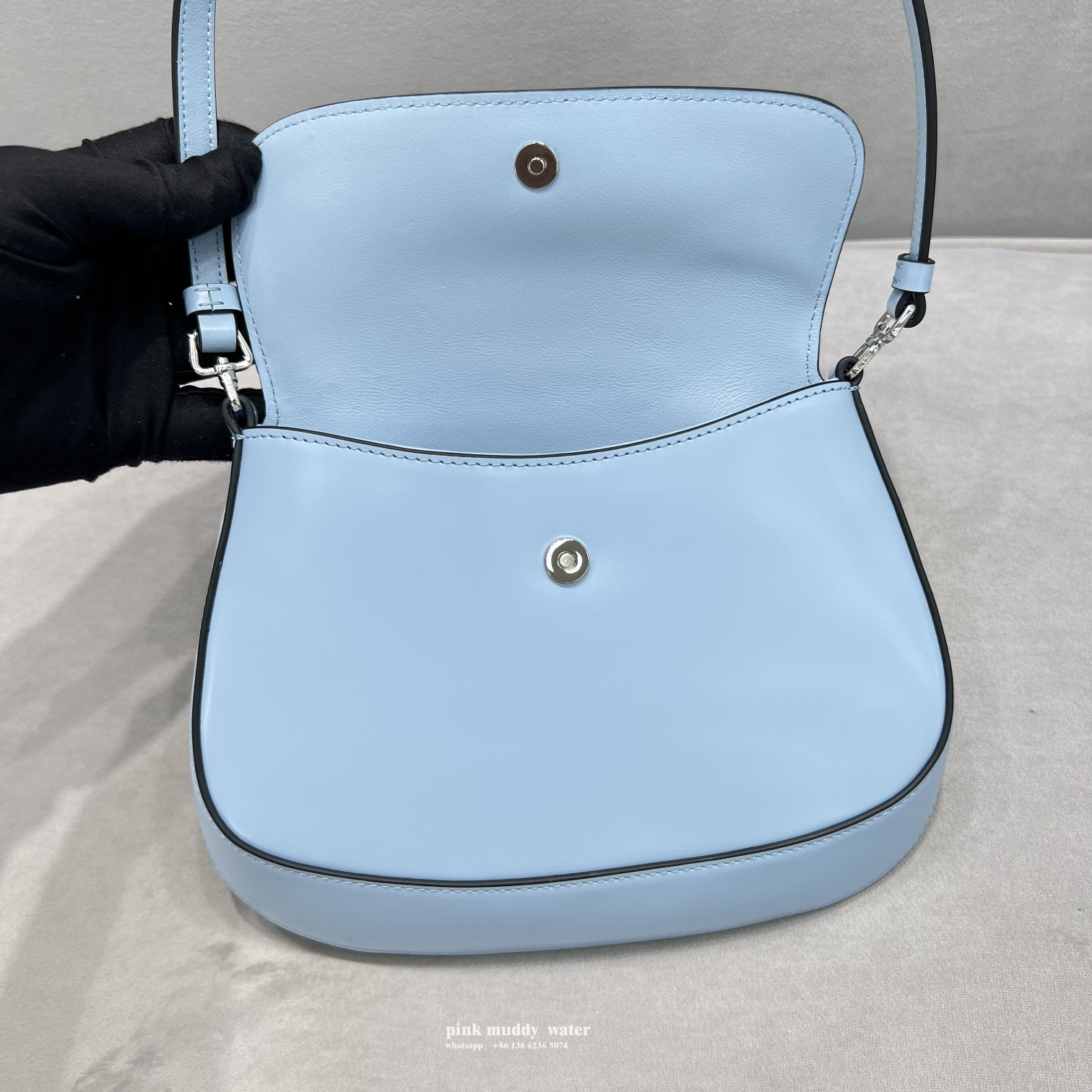Prada Cleo brushed leather shoulder bag with flap