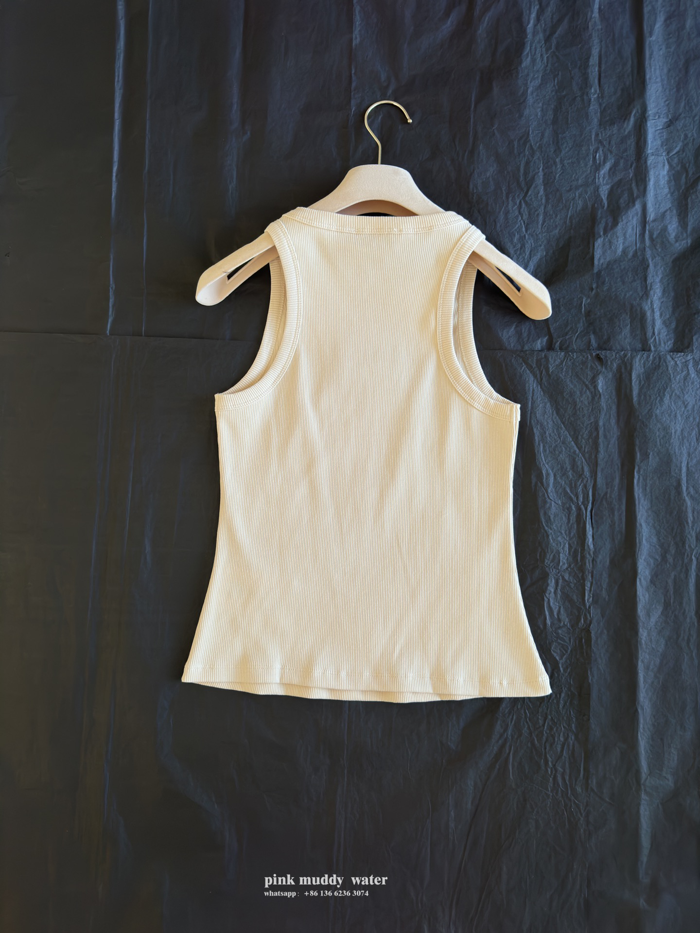 Rib knit top with embroidered logo