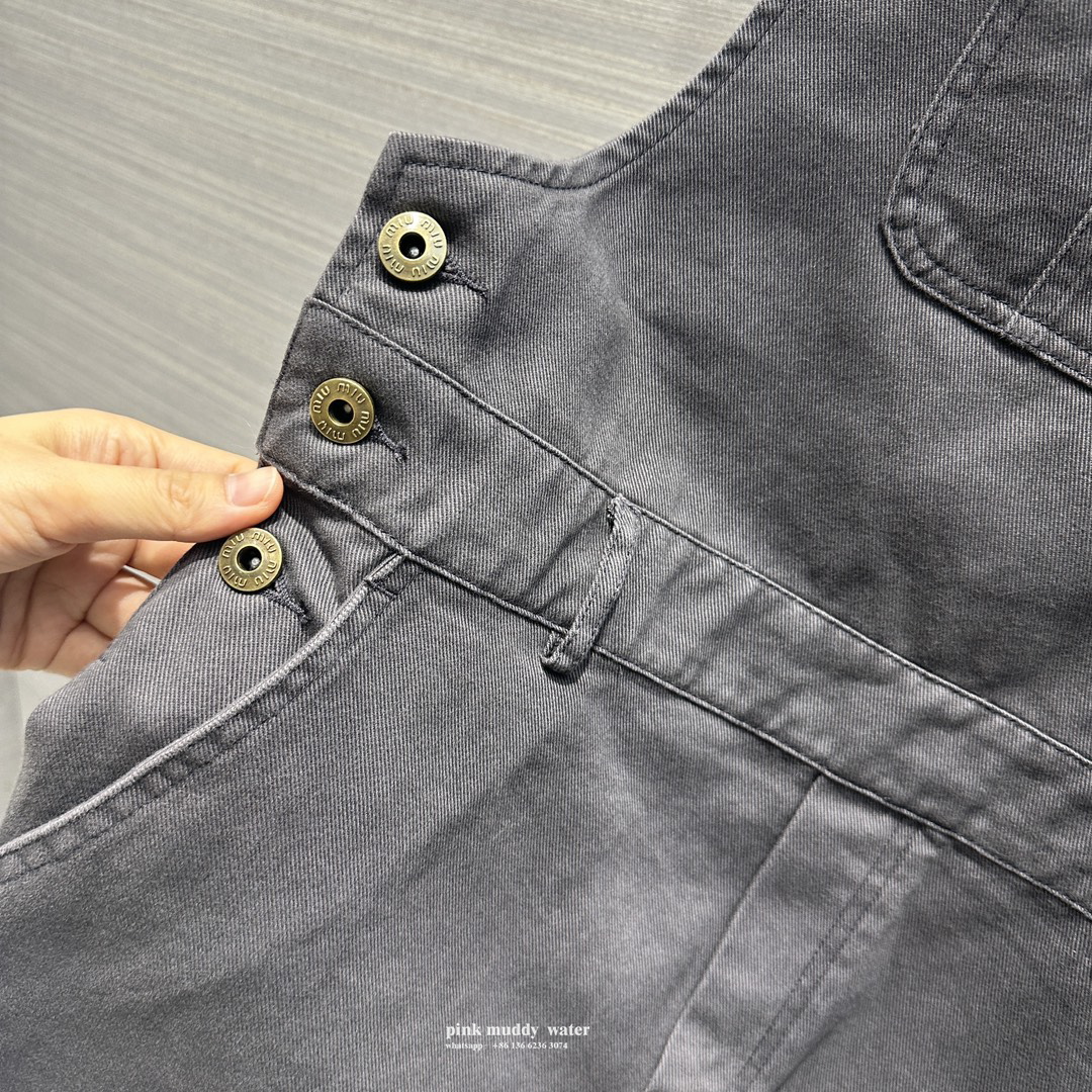 Denim suspender jumpsuit mini skirt