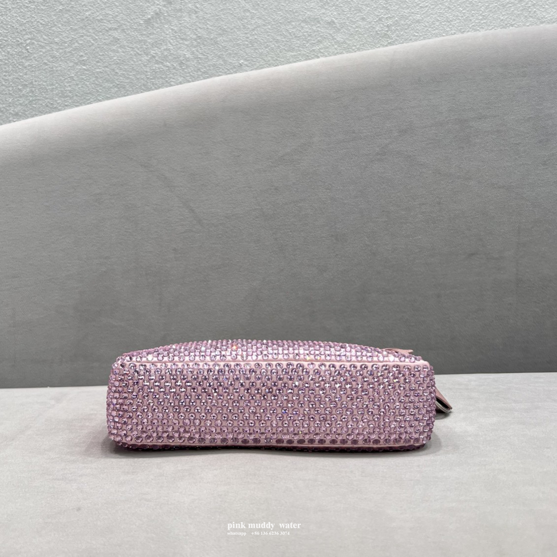 Satin mini-bag with crystals