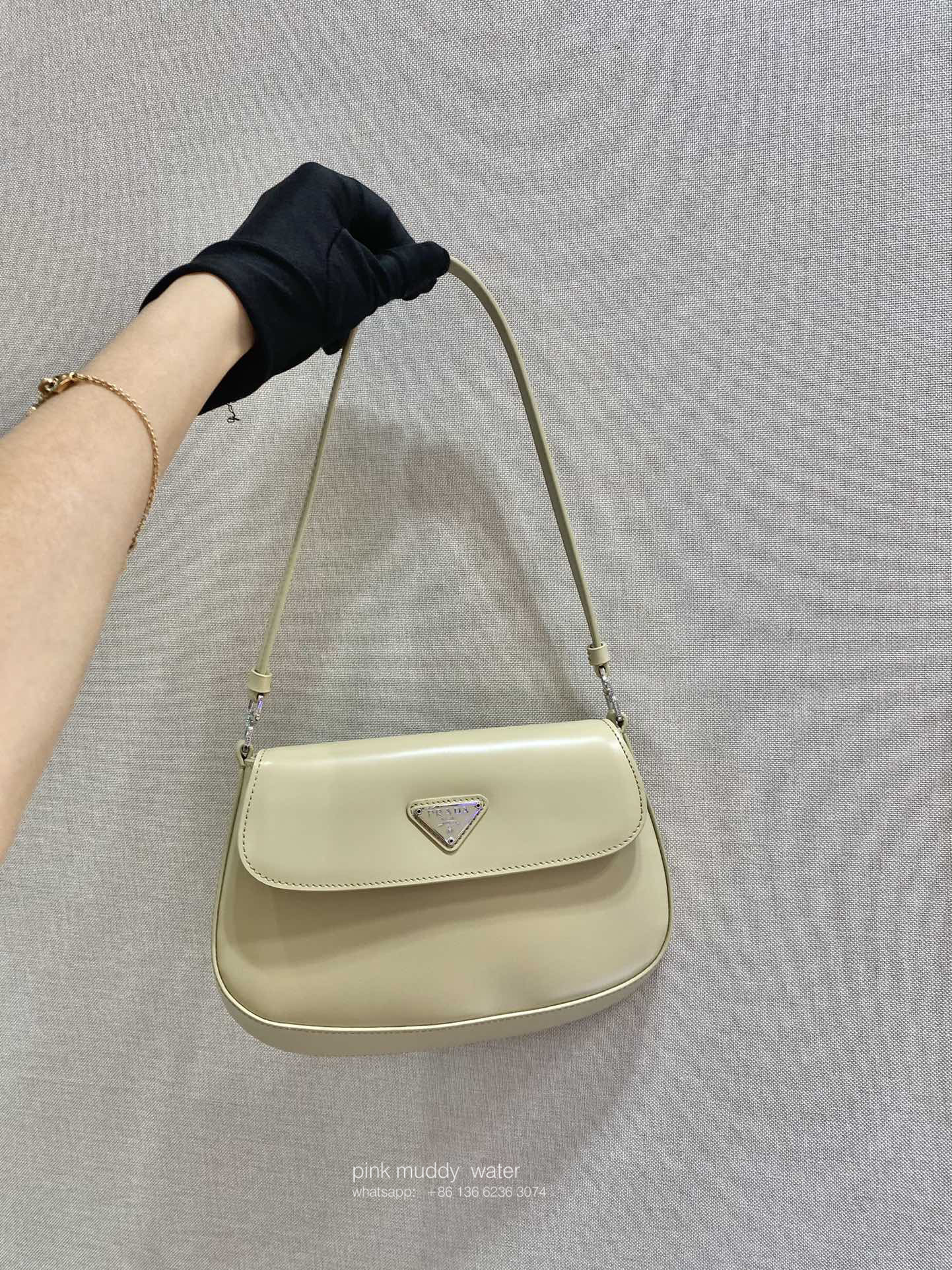 Prada Cleo brushed leather shoulder bag with flap