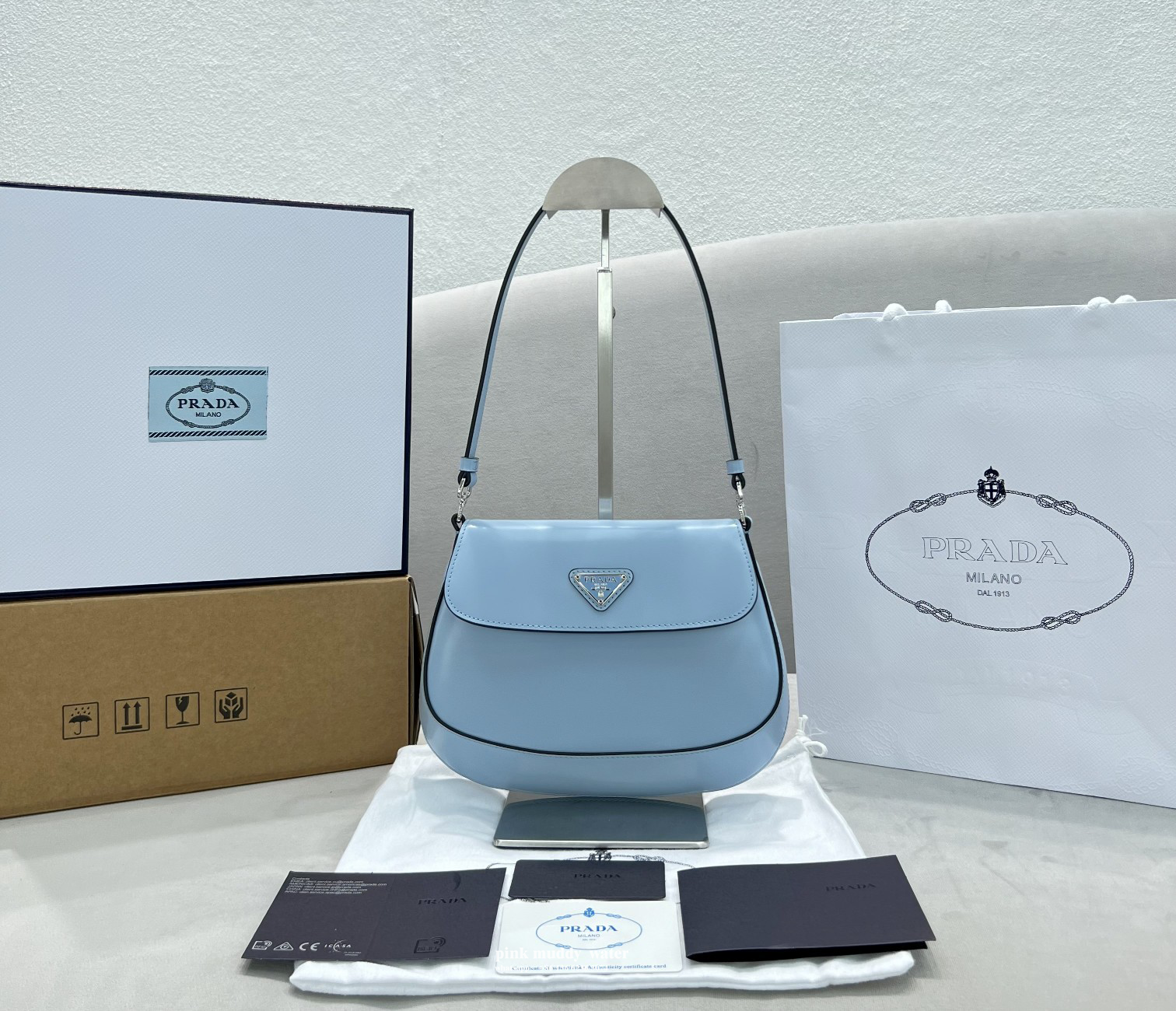 Prada Cleo brushed leather shoulder bag with flap