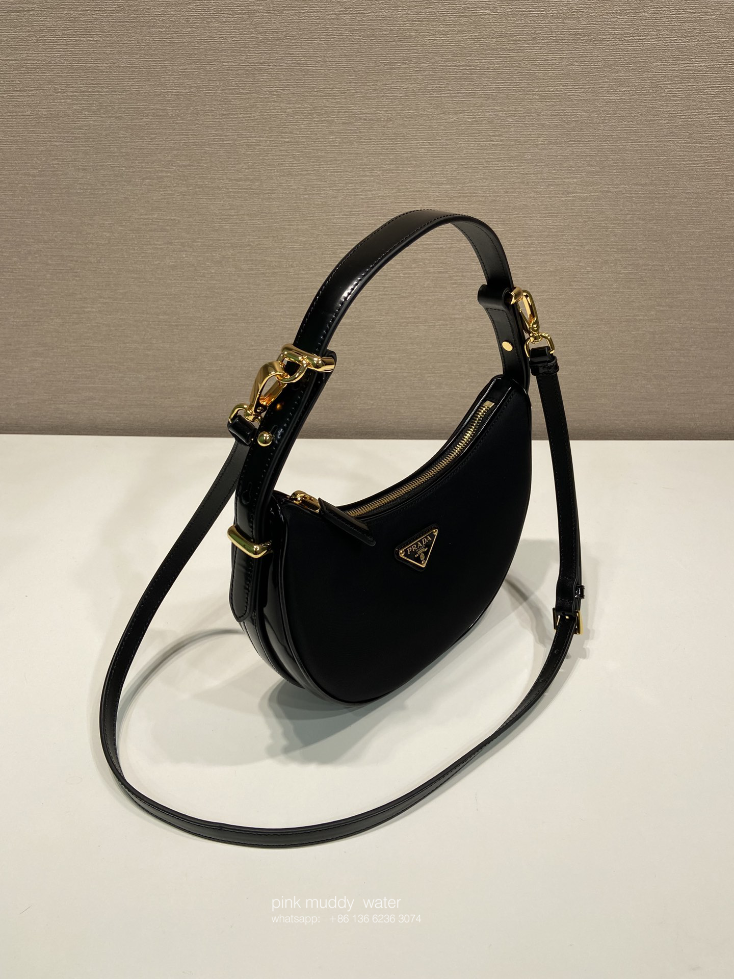 Prada Arqué Re-Nylon and brushed leather mini shoulder bag