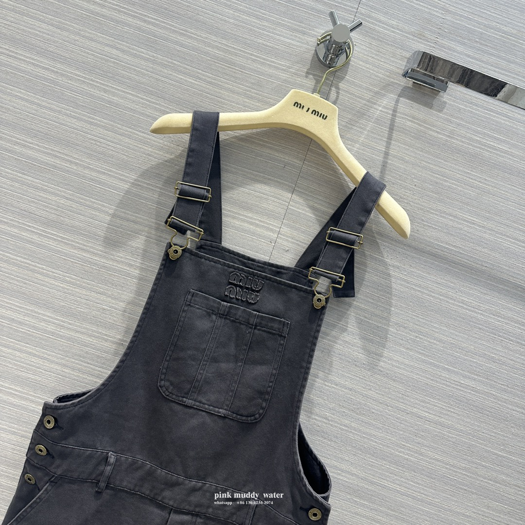 Denim suspender jumpsuit mini skirt