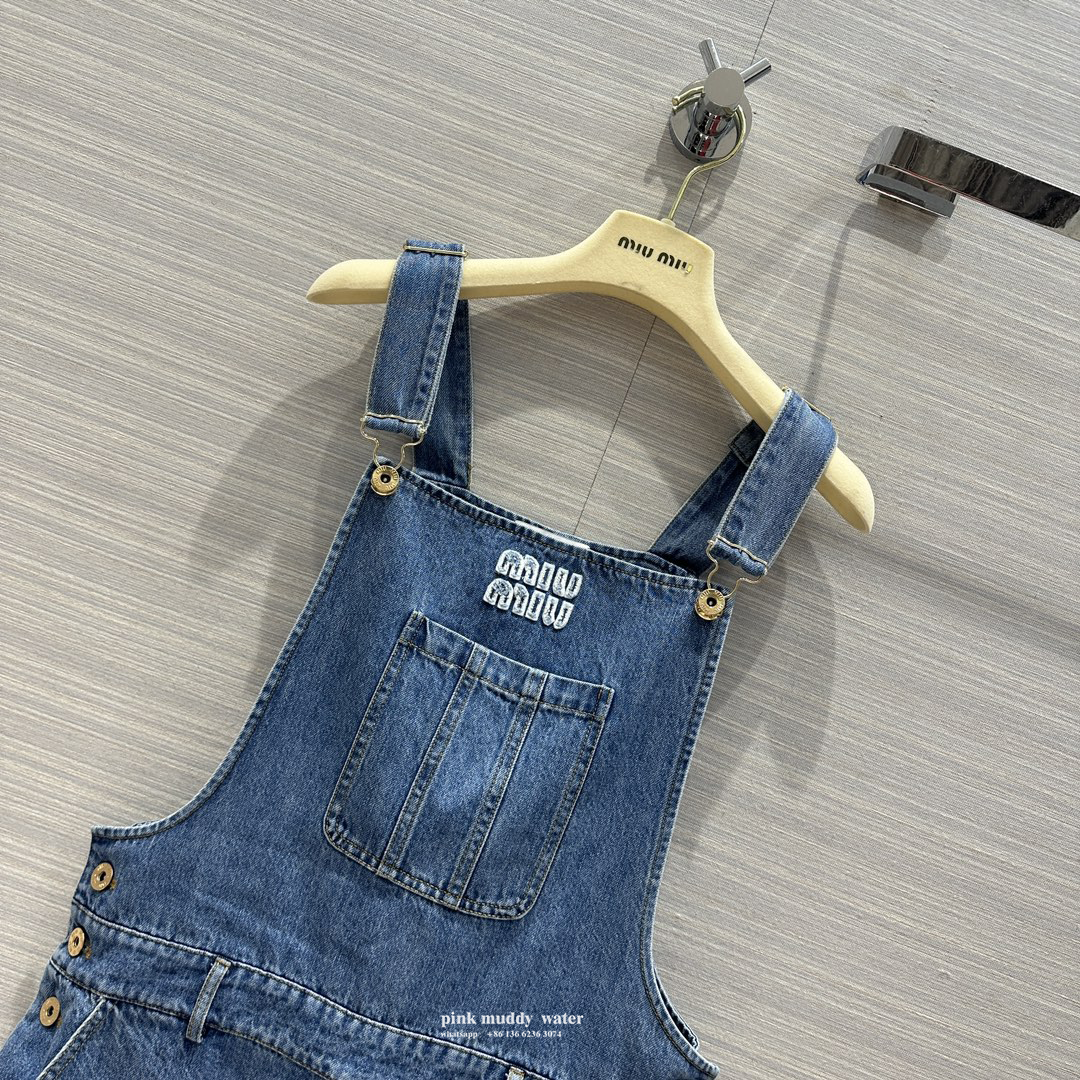Denim suspender jumpsuit mini skirt