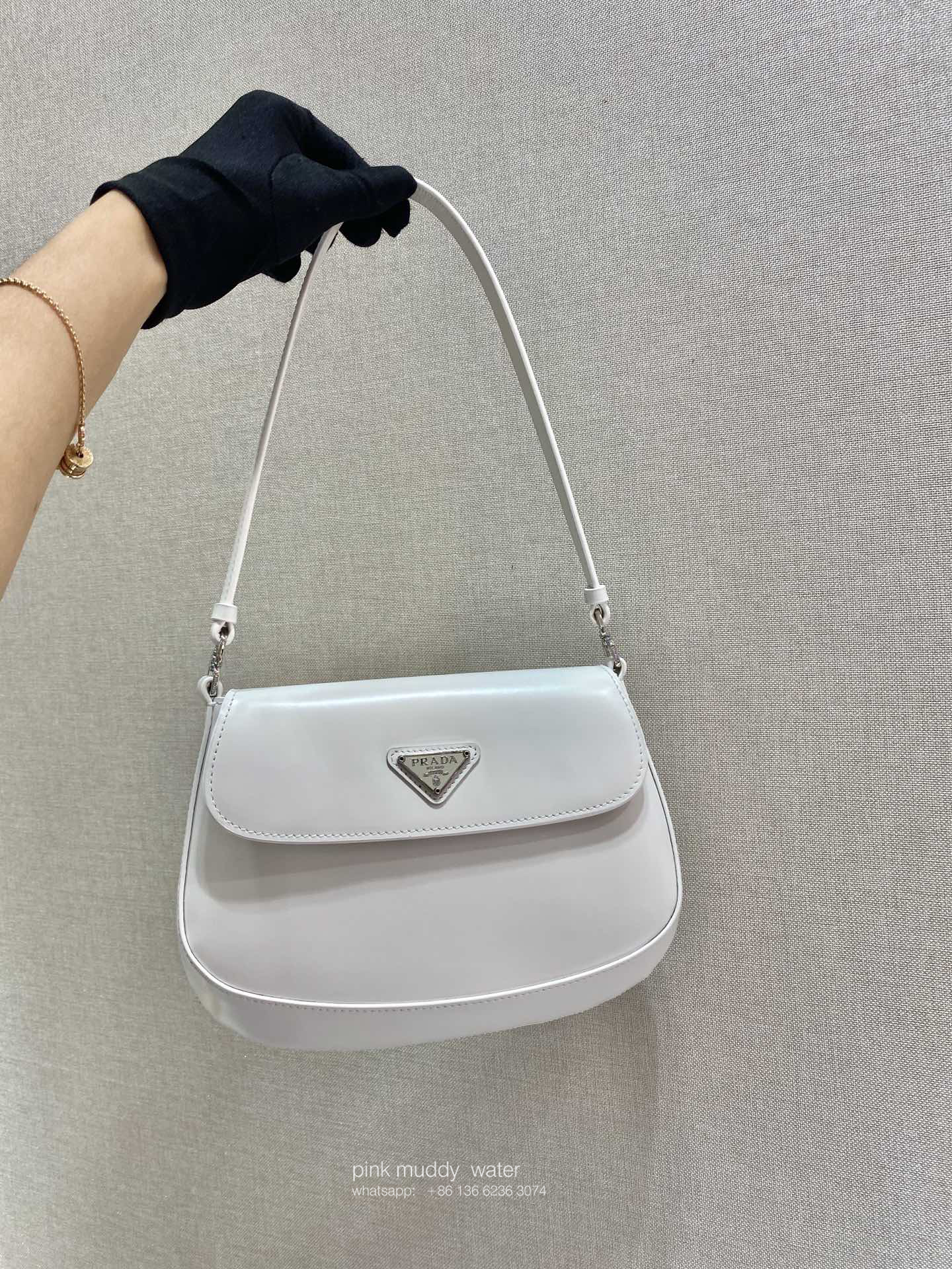 Prada Cleo brushed leather shoulder bag with flap