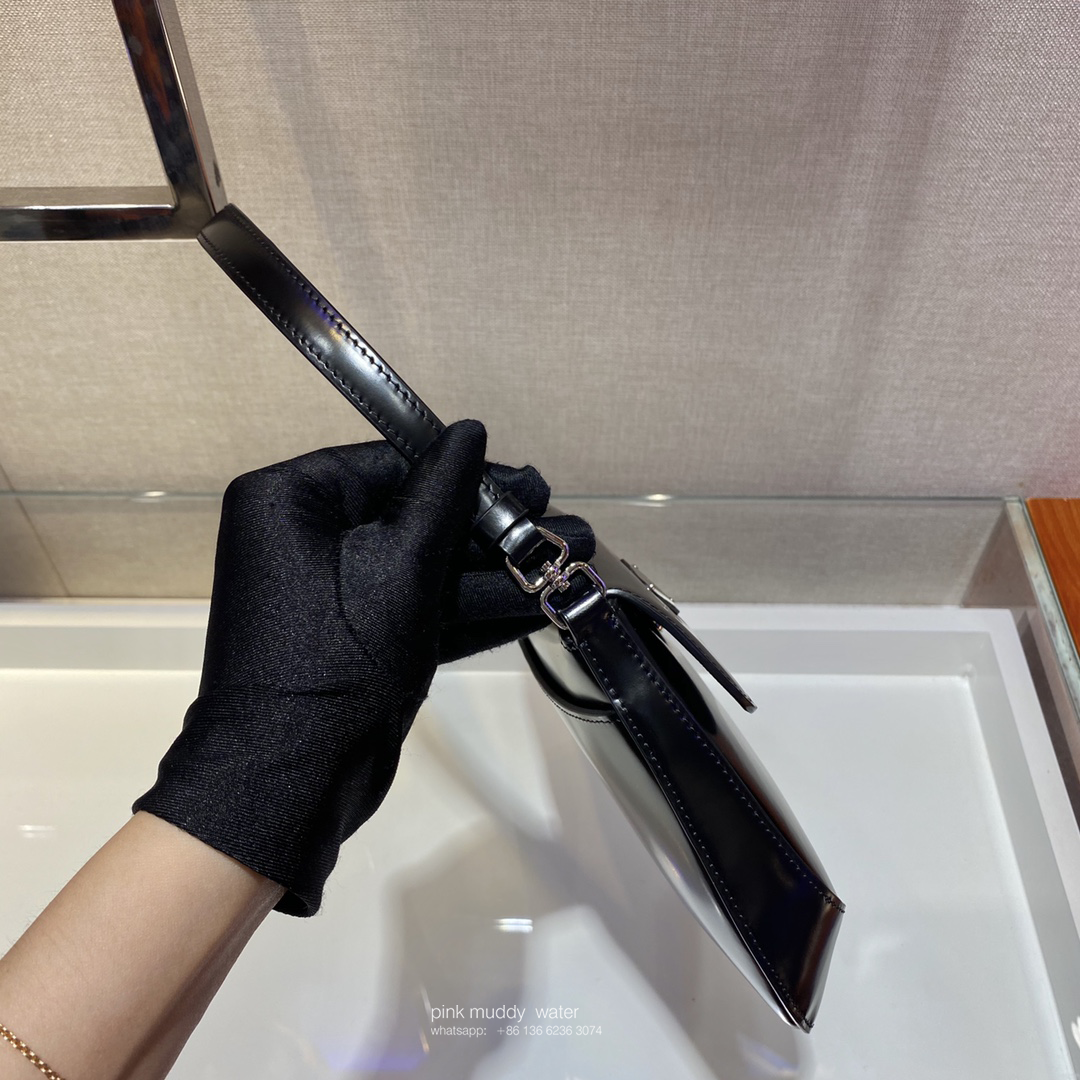 Prada Cleo brushed leather shoulder bag with flap